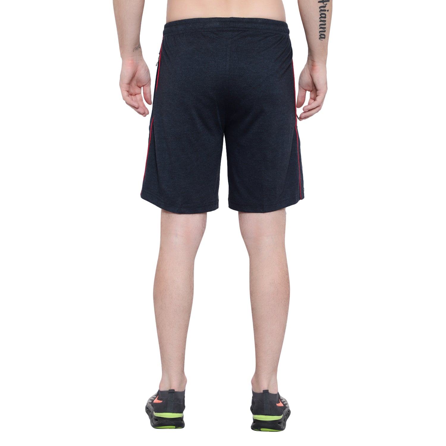 ATHLET Double Side Piping Bermuda for Men – Cotton Hosiery Regular Fit Shorts with Zipper Pockets