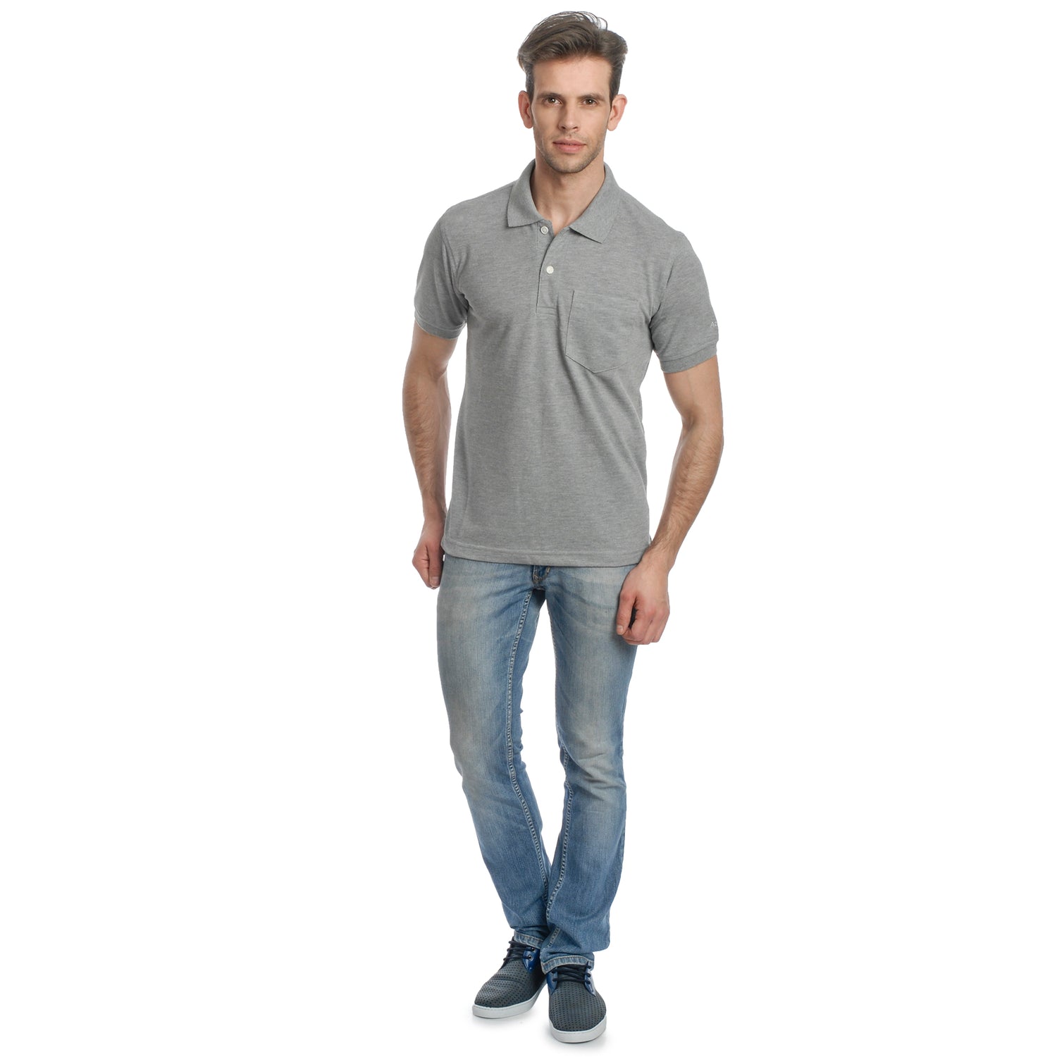 Casual Solid Matty Polo TShirt Chest Pocket - 1004 HS