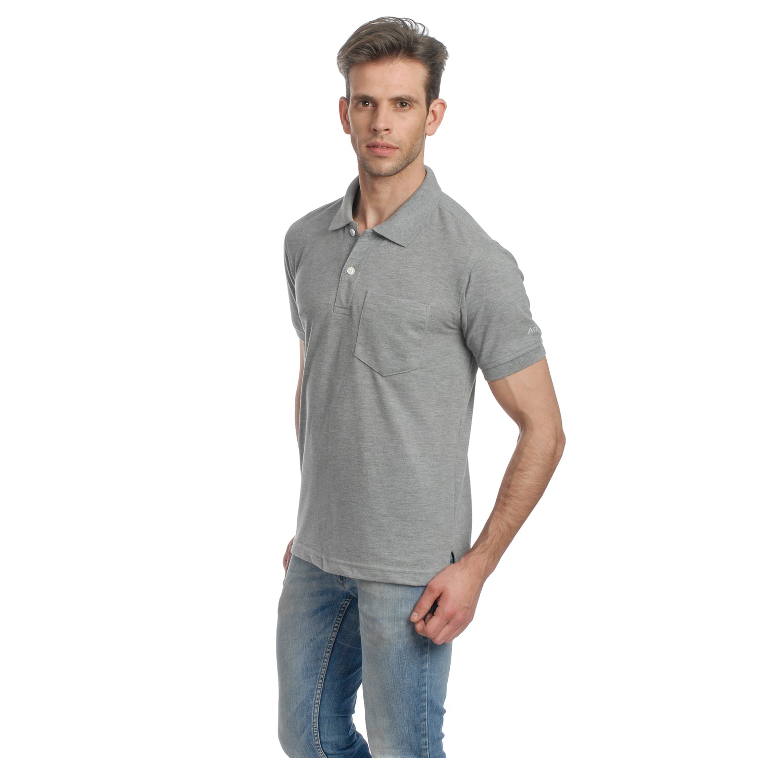 Casual Solid Matty Polo TShirt Chest Pocket - 1004 HS