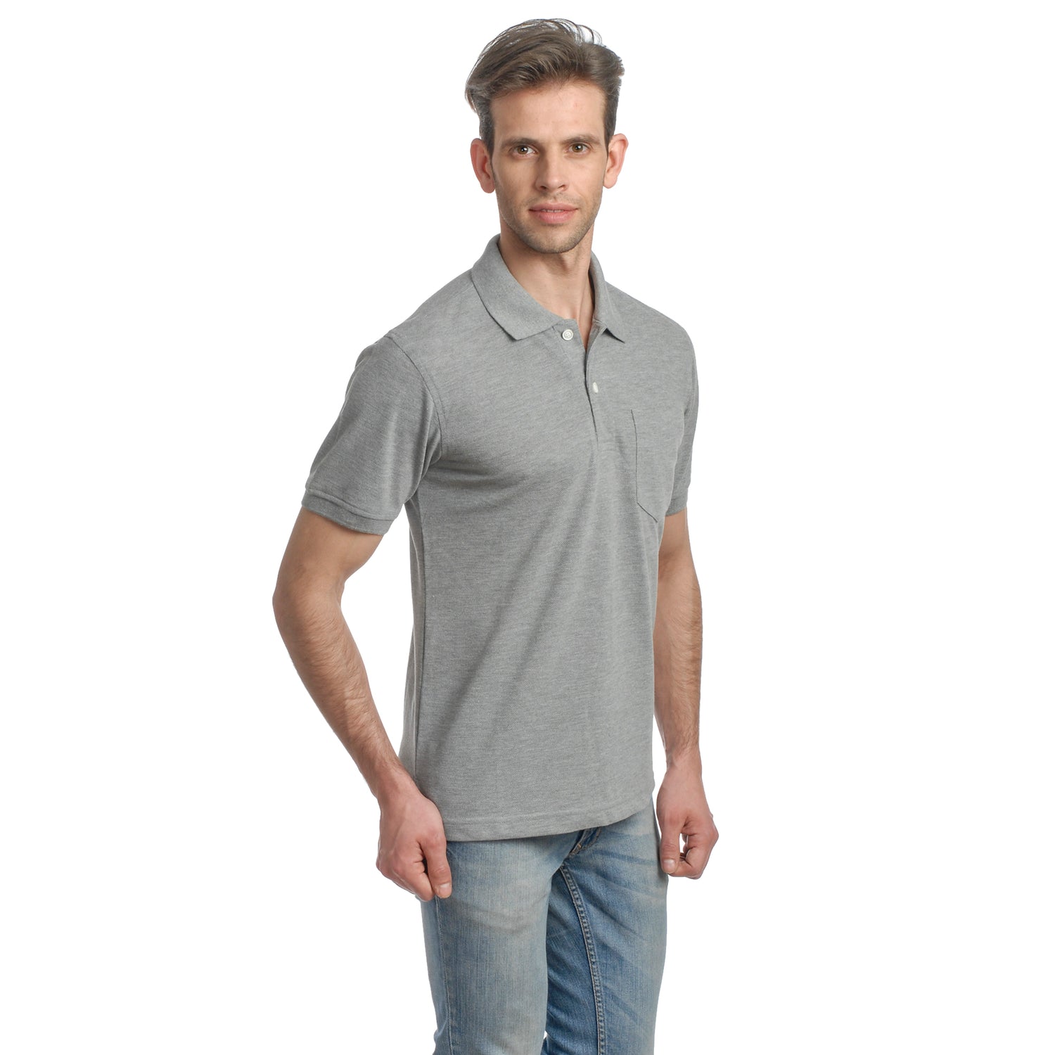 Casual Solid Matty Polo TShirt Chest Pocket - 1004 HS