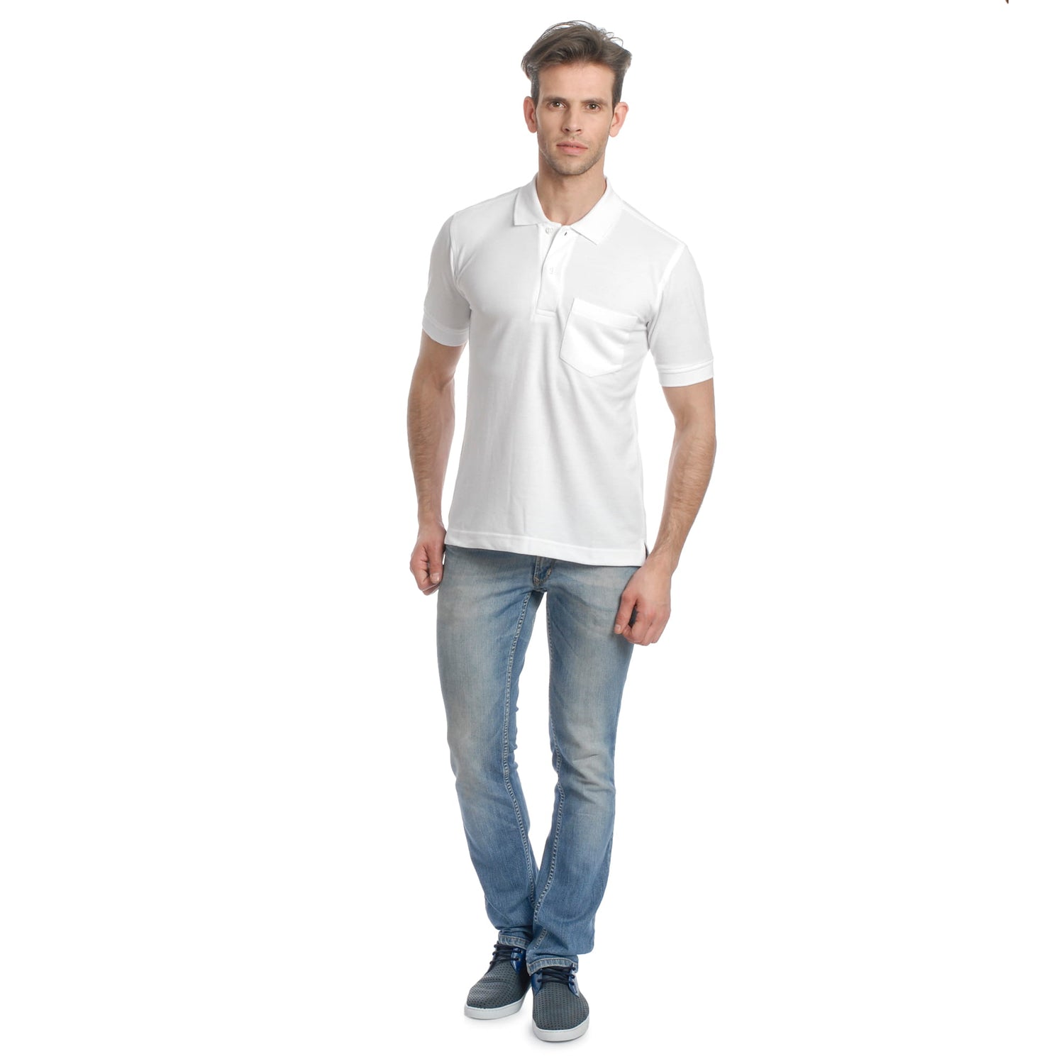 Casual Solid Matty Polo TShirt Chest Pocket - 1004 HS