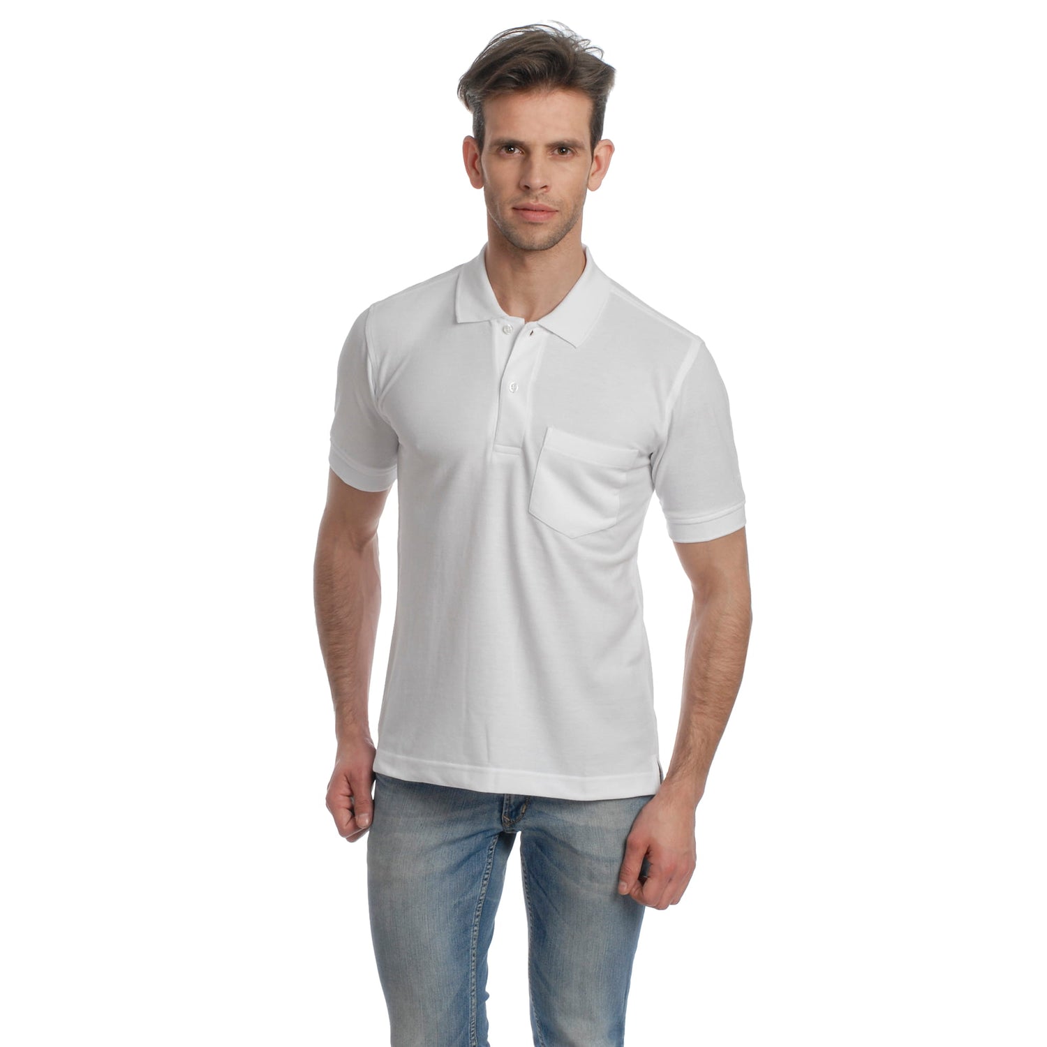 Casual Solid Matty Polo TShirt Chest Pocket - 1004 HS