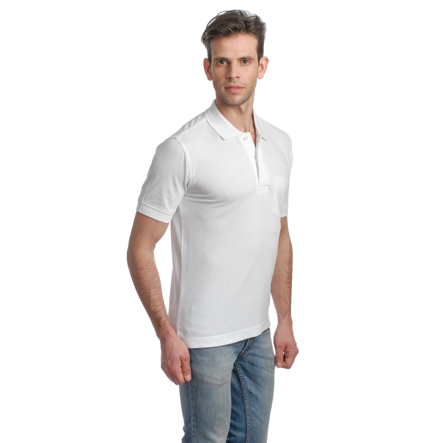 Casual Solid Matty Polo TShirt Chest Pocket - 1004 HS