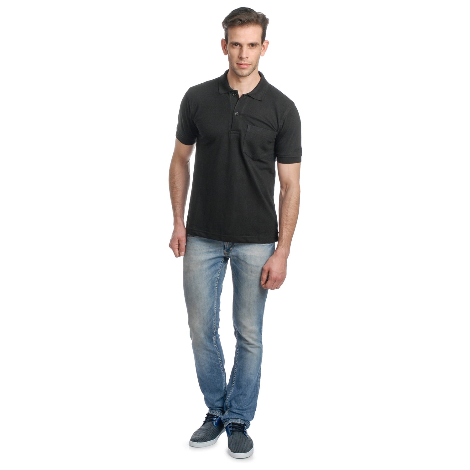 Casual Solid Matty Polo TShirt Chest Pocket - 1004 HS