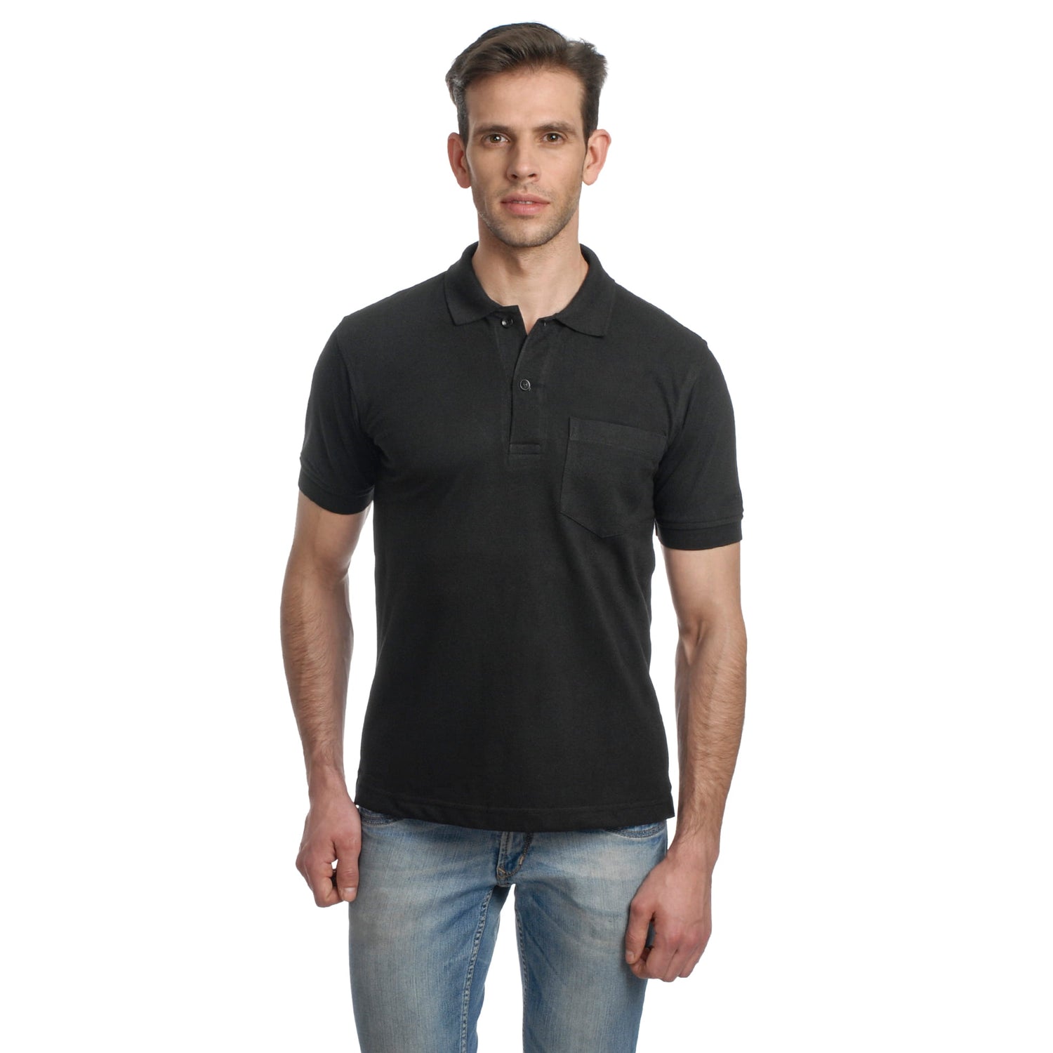 Casual Solid Matty Polo TShirt Chest Pocket - 1004 HS