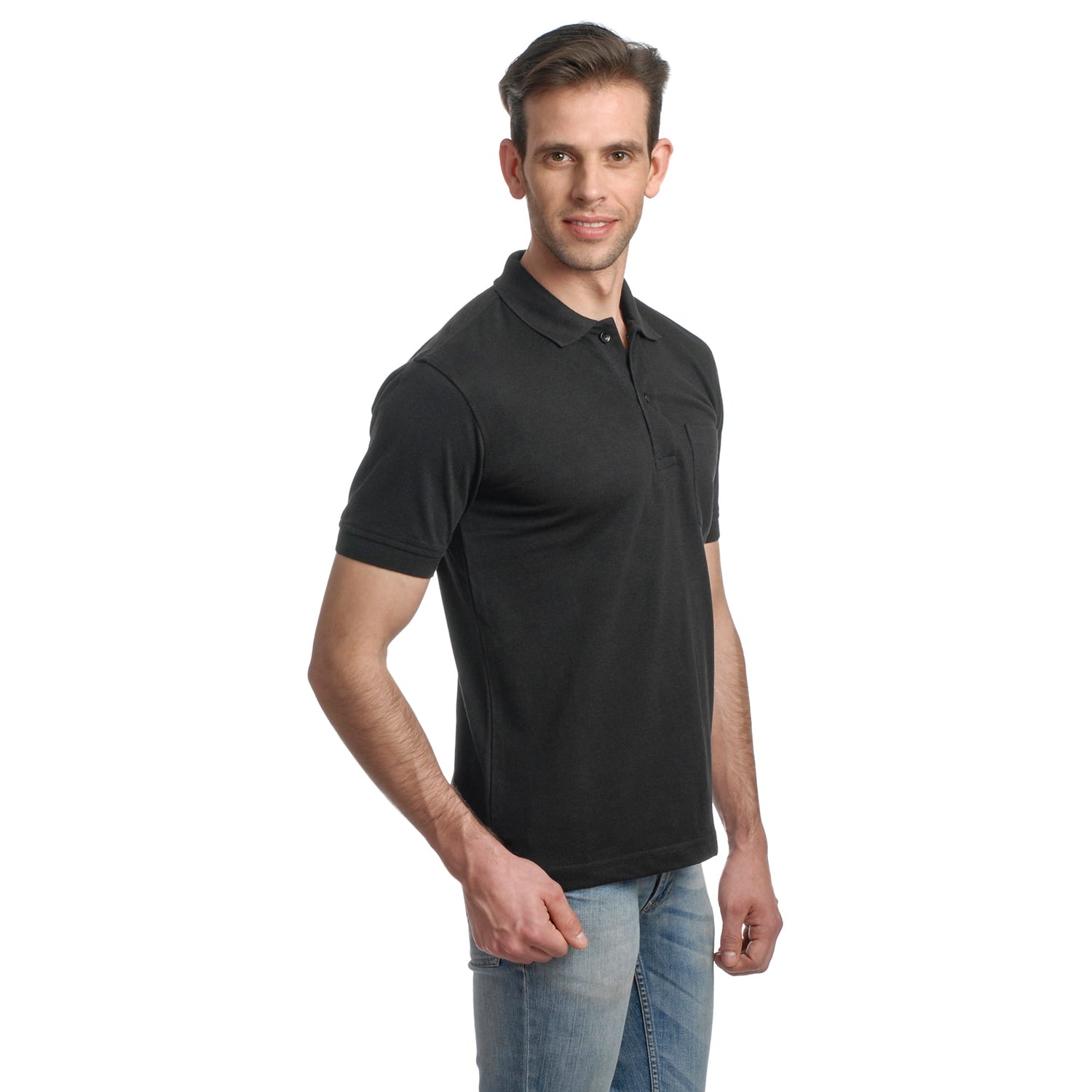 Casual Solid Matty Polo TShirt Chest Pocket - 1004 HS