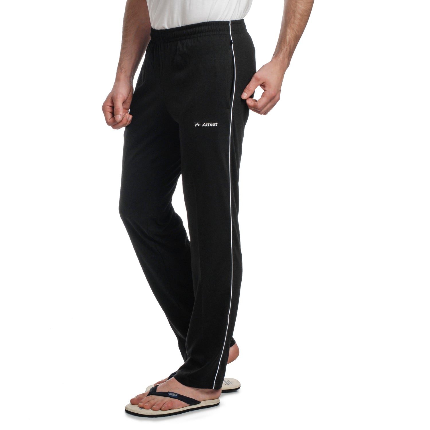 Two Thread Fleeece Trackapnts with side piping and zipper pockets