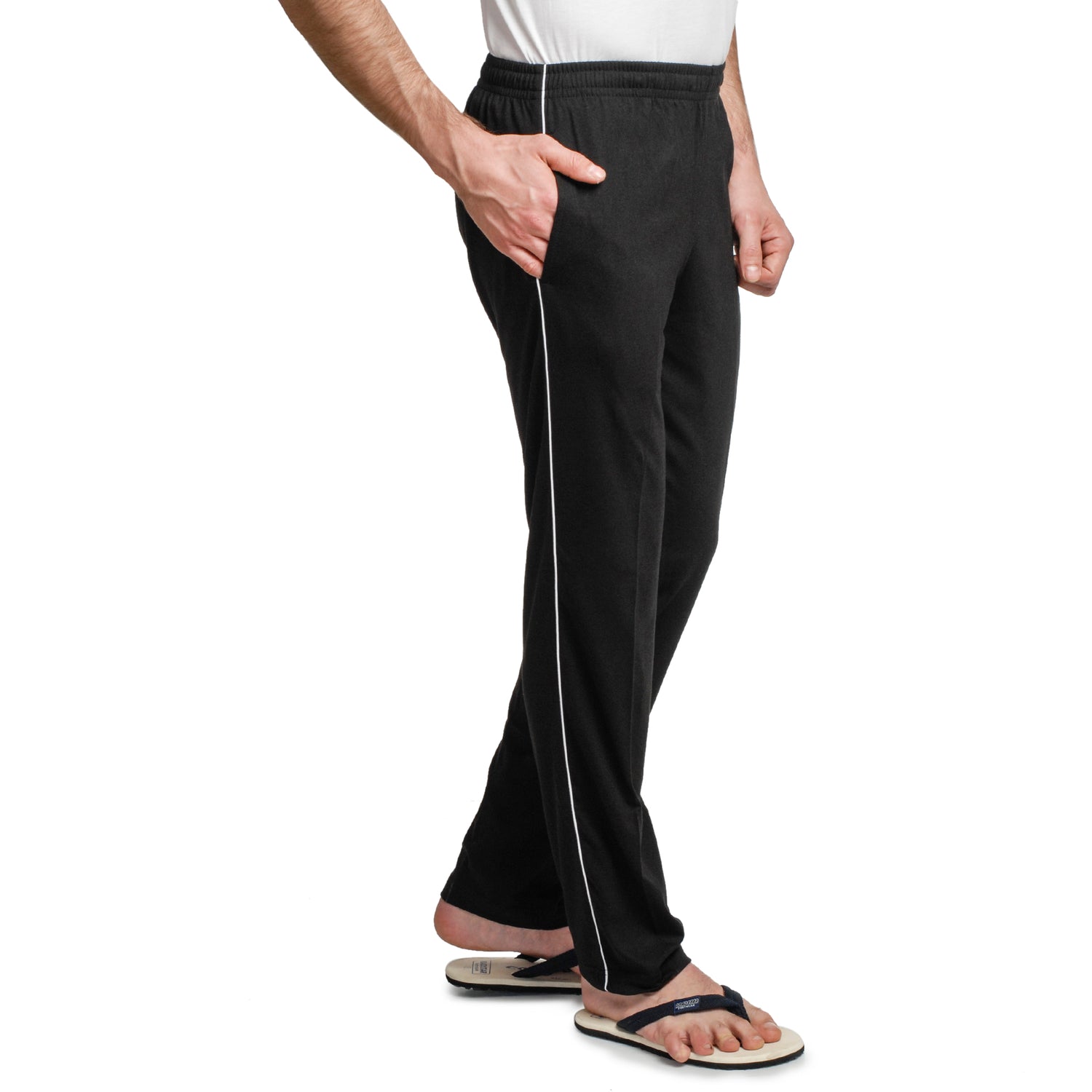 Two Thread Fleeece Trackapnts with side piping and zipper pockets