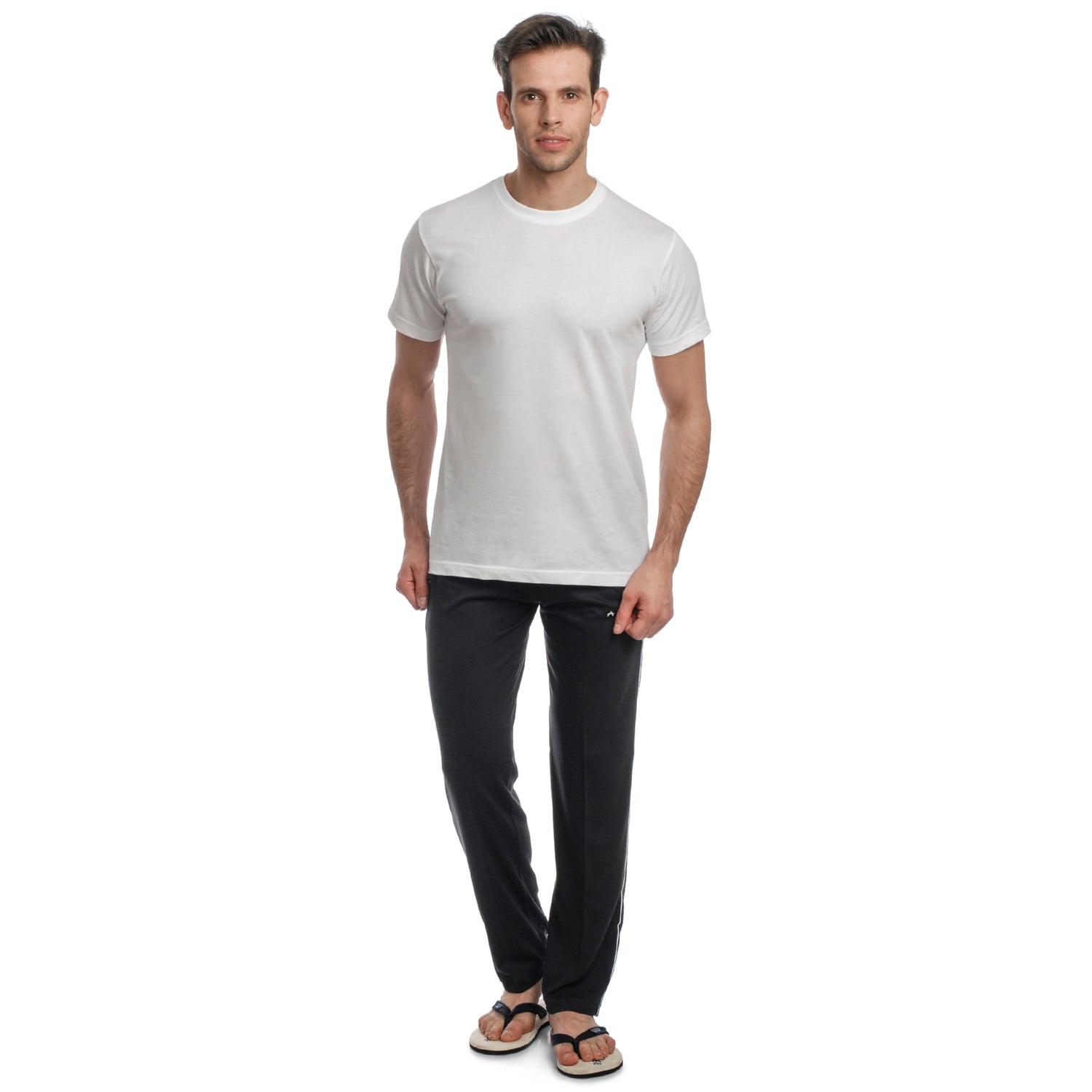 Men’s Cotton Hosiery Track Pants – Regular Fit with Zipper Pockets & Minimal Side Piping Design 610