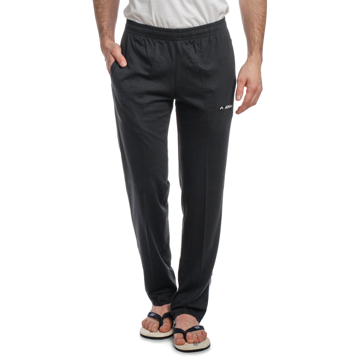 Men’s Cotton Hosiery Track Pants – Regular Fit with Zipper Pockets & Minimal Side Piping Design 610