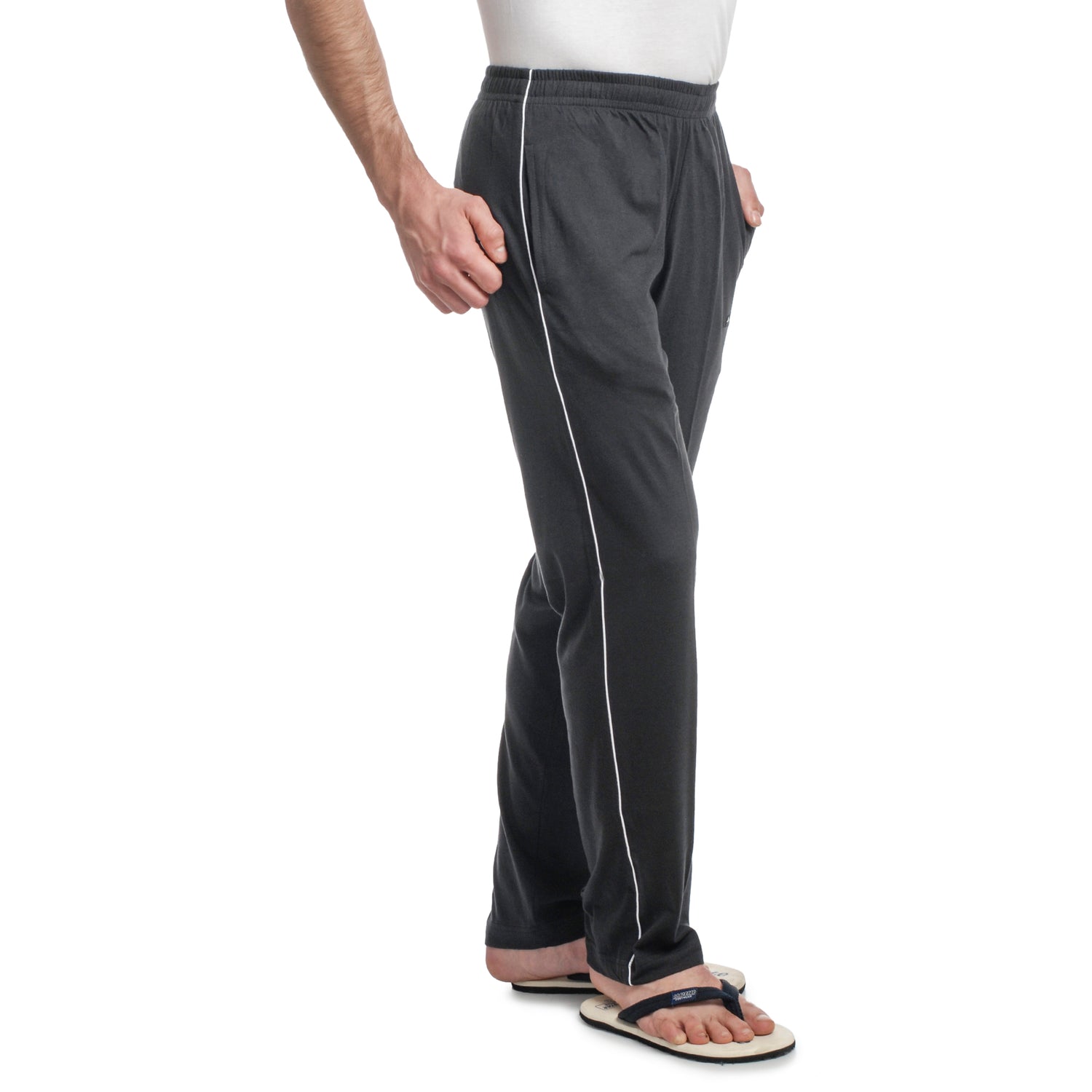 Men’s Cotton Hosiery Track Pants – Regular Fit with Zipper Pockets & Minimal Side Piping Design 610