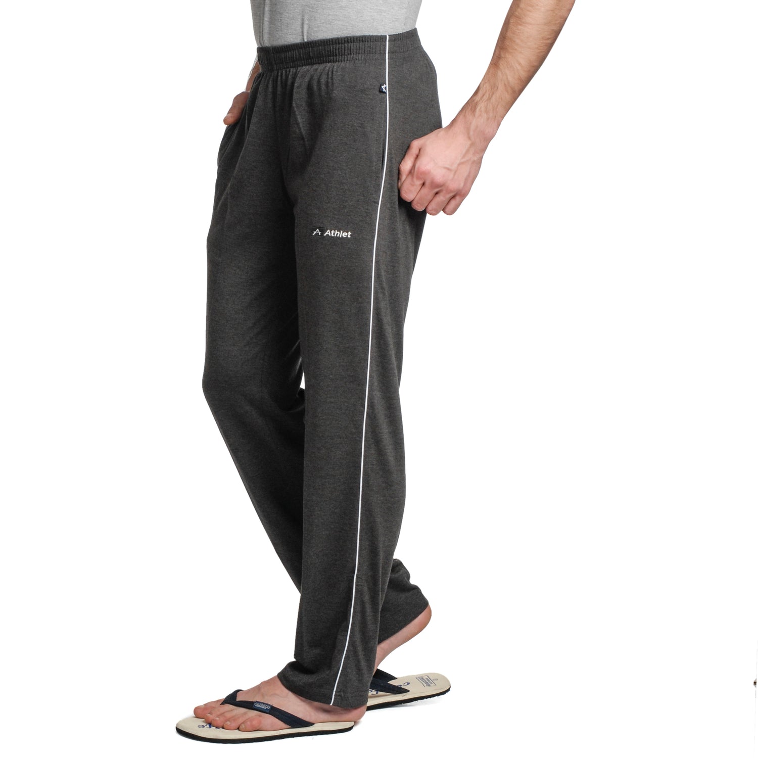 Two Thread Fleeece Trackapnts with side piping and zipper pockets