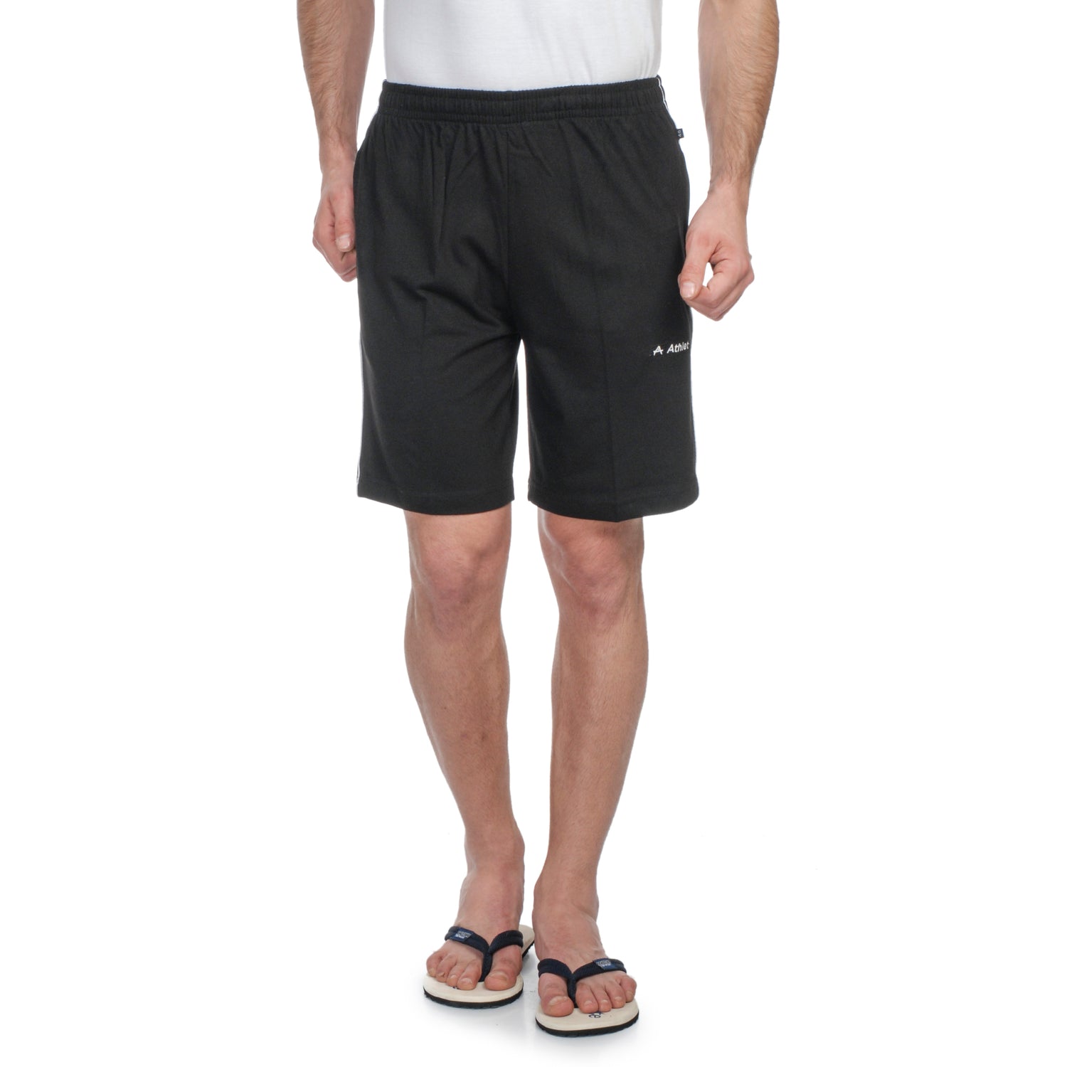 ATHLET Double Side Piping Bermuda for Men – Cotton Hosiery Regular Fit Shorts with Zipper Pockets
