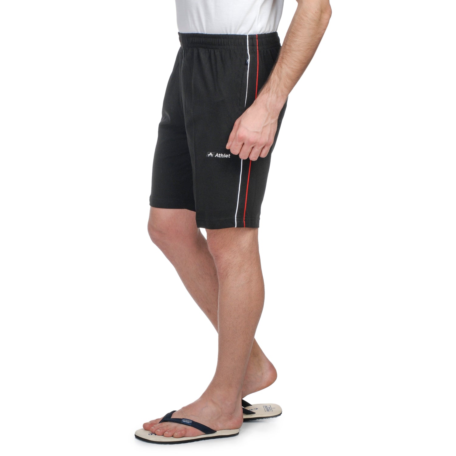 ATHLET Double Side Piping Bermuda for Men – Cotton Hosiery Regular Fit Shorts with Zipper Pockets