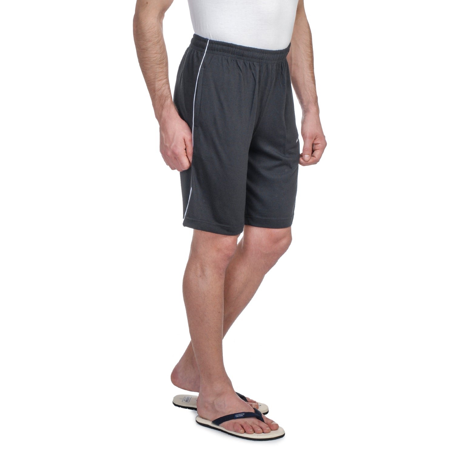 Bermuda Shorts for Men with side piping – Regular Fit Cotton Hosiery with Zipper Pockets, Plus Size 110