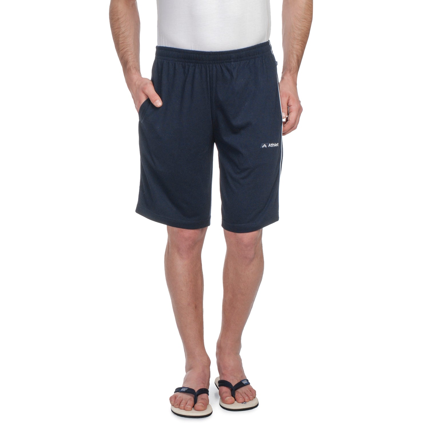 Bermuda Shorts for Men with side piping – Regular Fit Cotton Hosiery with Zipper Pockets, Plus Size 110