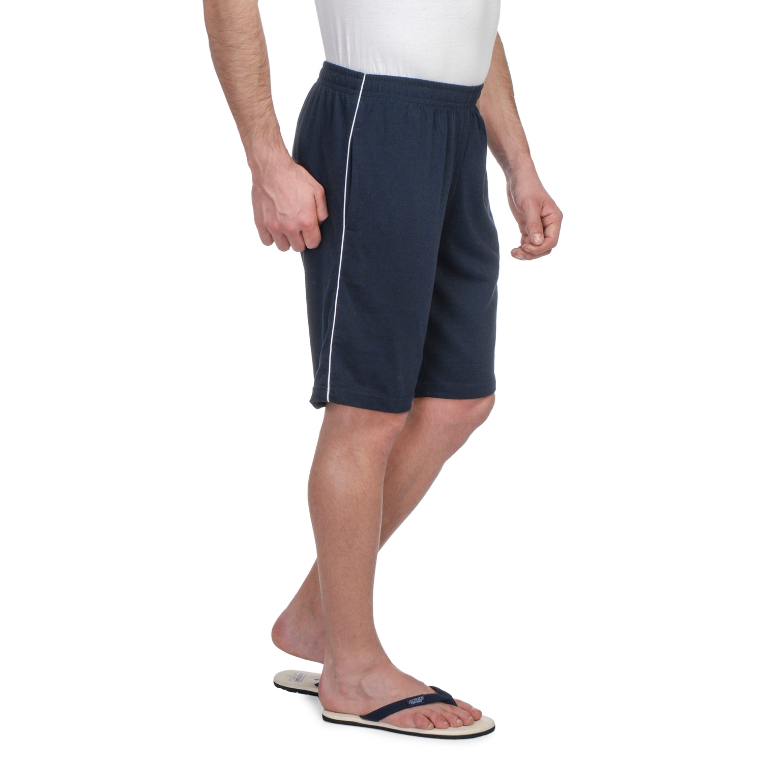 Bermuda Shorts for Men with side piping – Regular Fit Cotton Hosiery with Zipper Pockets, Plus Size 110