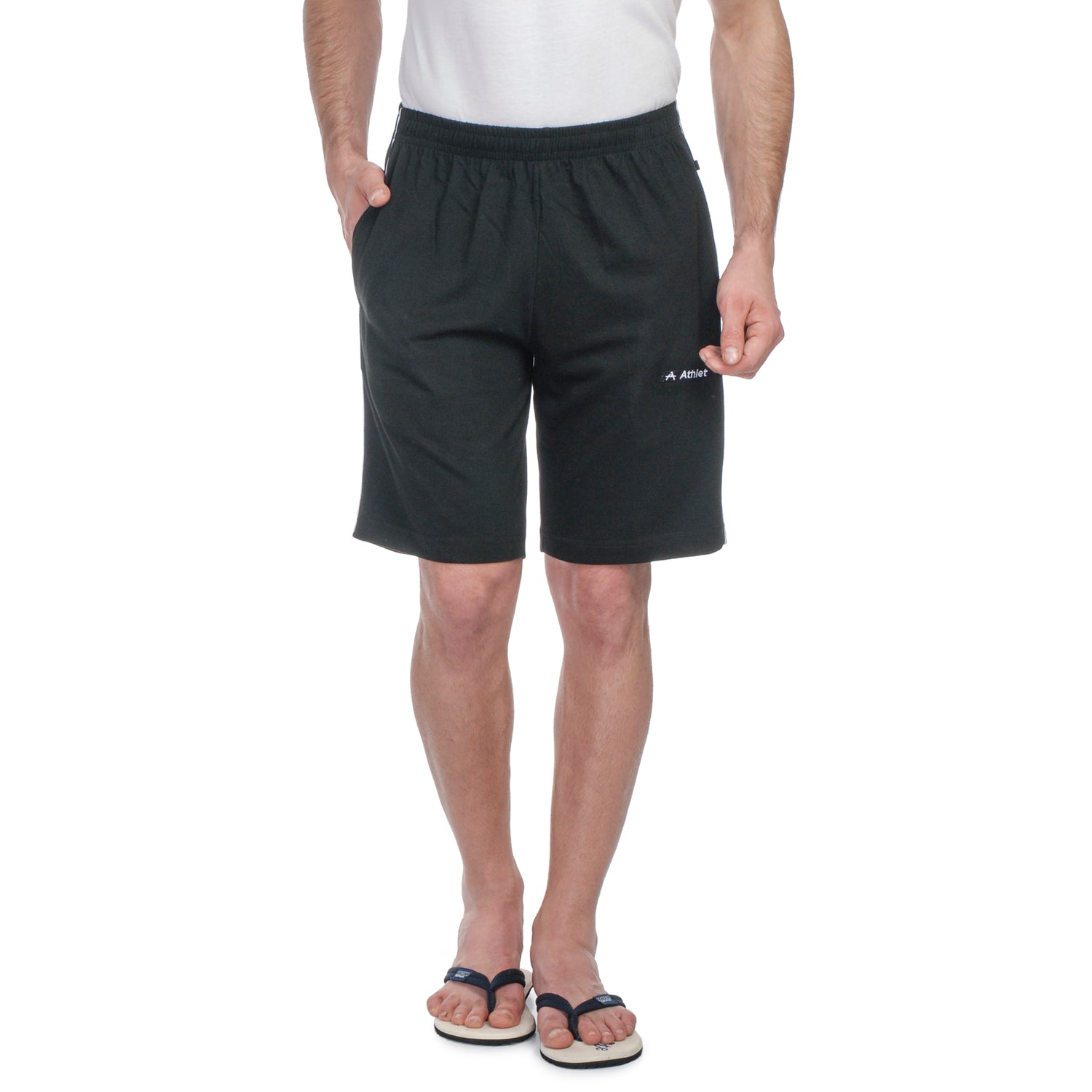Bermuda Shorts for Men with side piping – Regular Fit Cotton Hosiery with Zipper Pockets, Plus Size 110