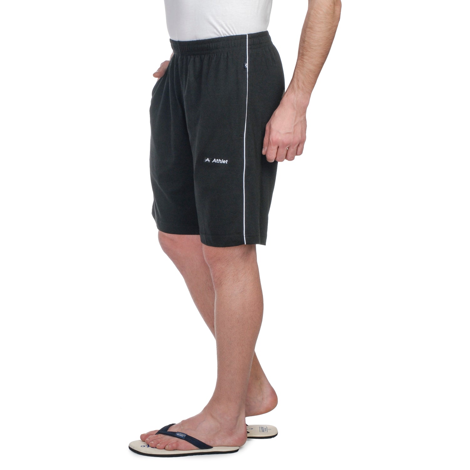 Bermuda Shorts for Men with side piping – Regular Fit Cotton Hosiery with Zipper Pockets, Plus Size 110