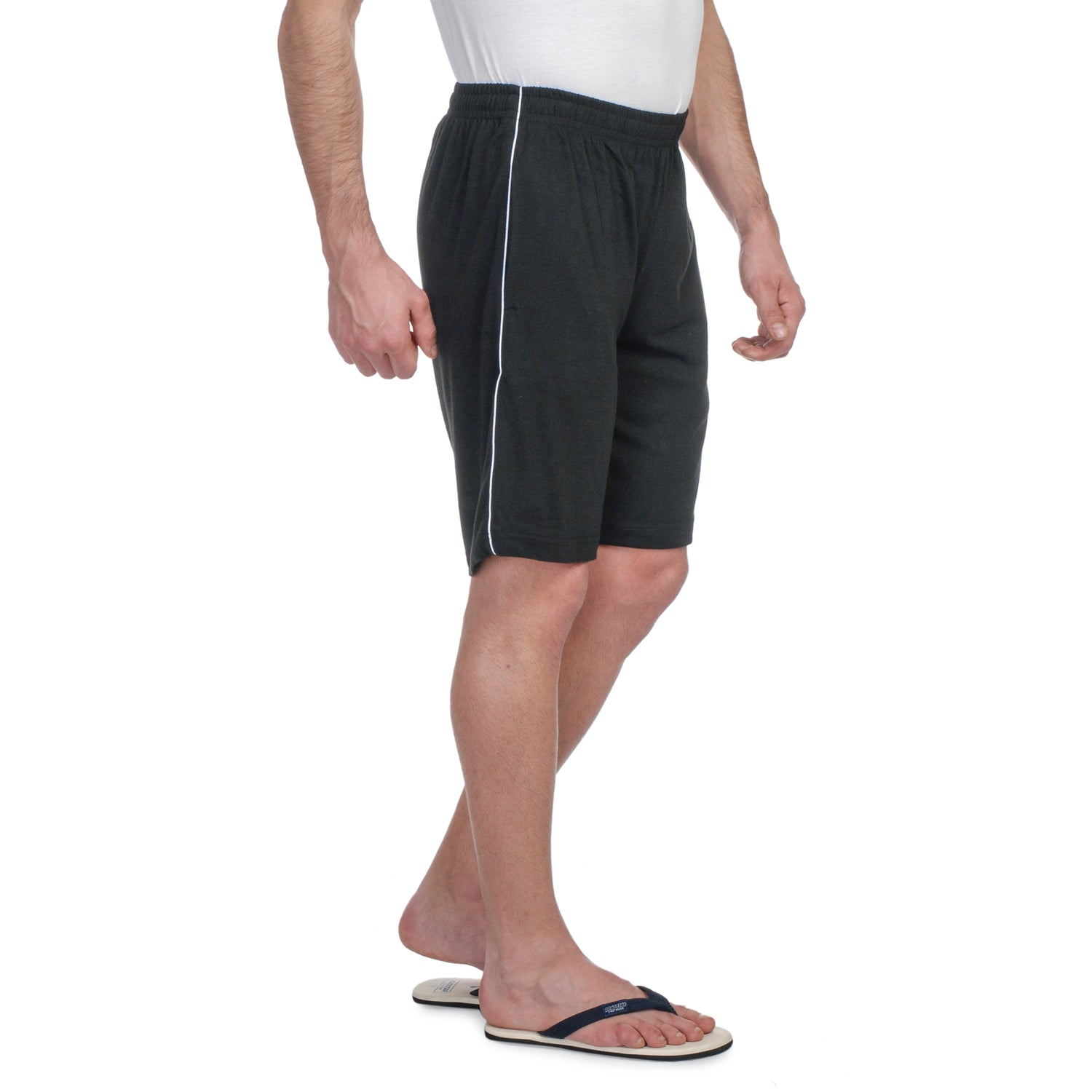 Bermuda Shorts for Men with side piping – Regular Fit Cotton Hosiery with Zipper Pockets, Plus Size 110
