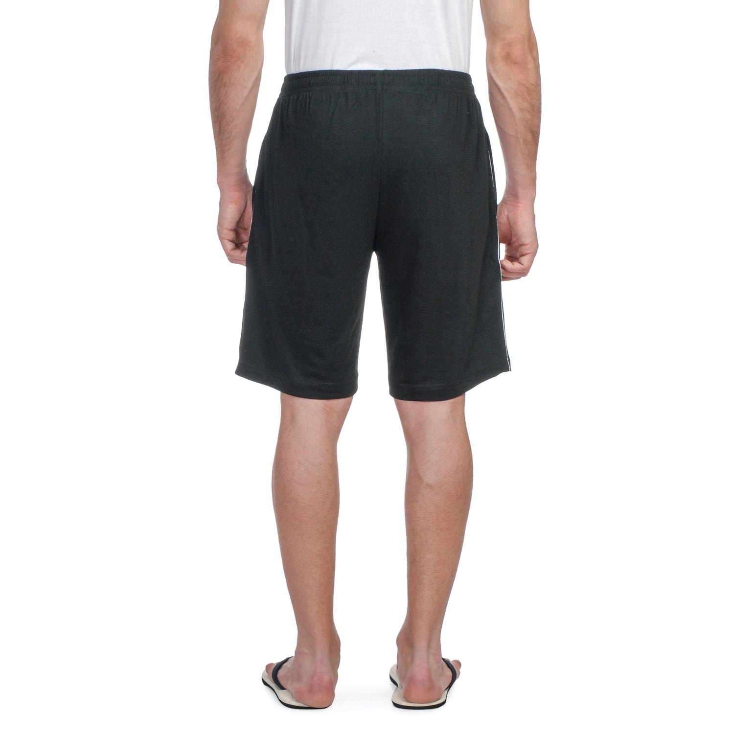 Bermuda Shorts for Men with side piping – Regular Fit Cotton Hosiery with Zipper Pockets, Plus Size 110