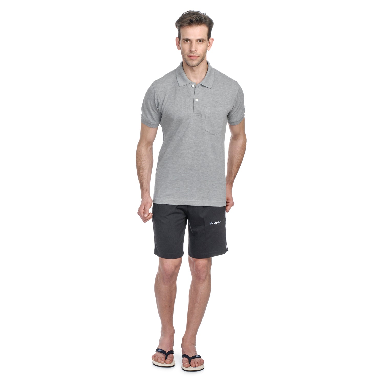 ATHLET Double Side Piping Bermuda for Men – Cotton Hosiery Regular Fit Shorts with Zipper Pockets