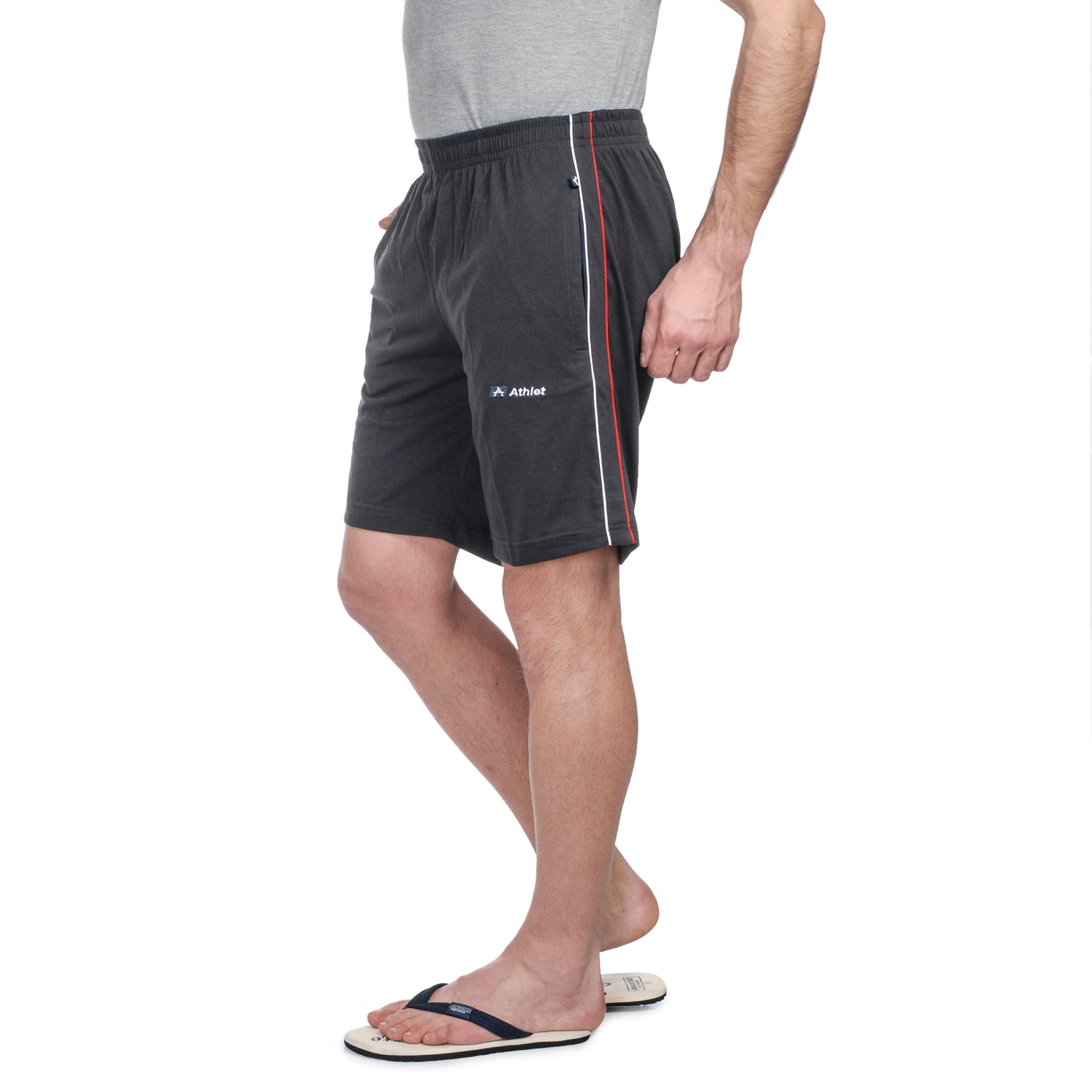 ATHLET Double Side Piping Bermuda for Men – Cotton Hosiery Regular Fit Shorts with Zipper Pockets