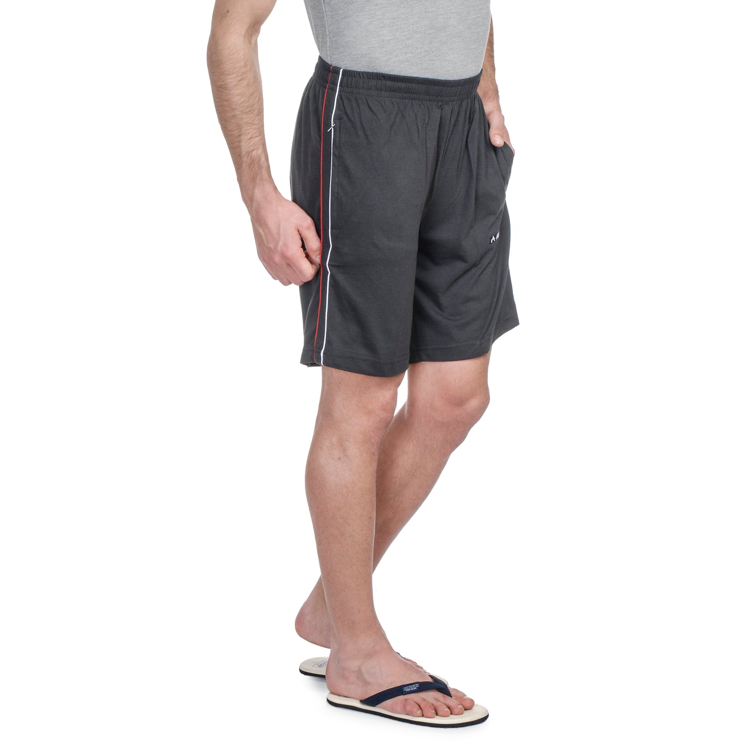 ATHLET Double Side Piping Bermuda for Men – Cotton Hosiery Regular Fit Shorts with Zipper Pockets