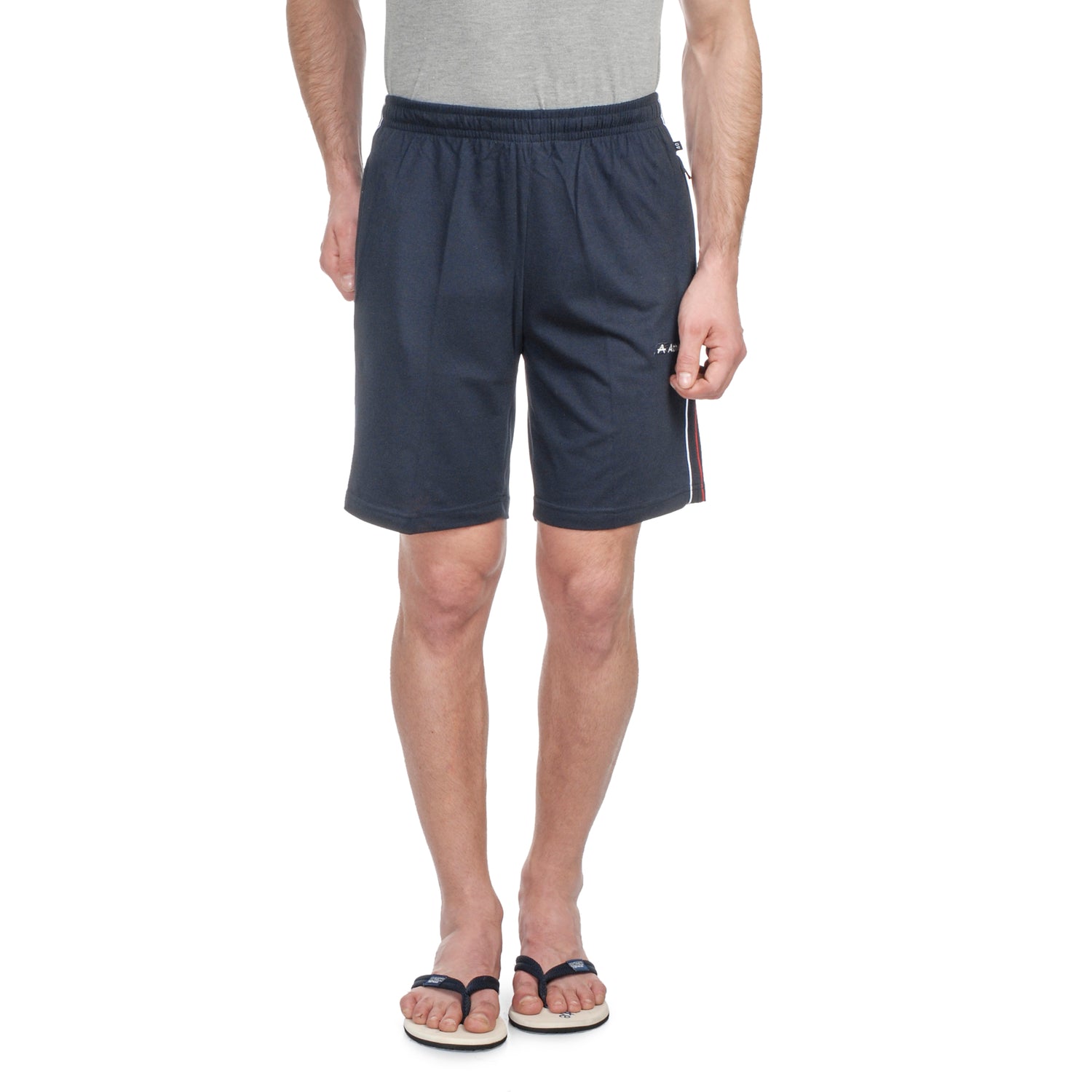 ATHLET Double Side Piping Bermuda for Men – Cotton Hosiery Regular Fit Shorts with Zipper Pockets