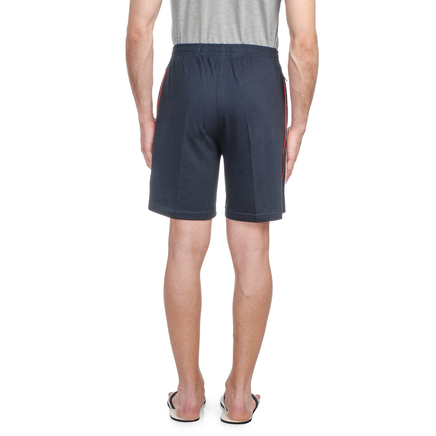 ATHLET Double Side Piping Bermuda for Men – Cotton Hosiery Regular Fit Shorts with Zipper Pockets