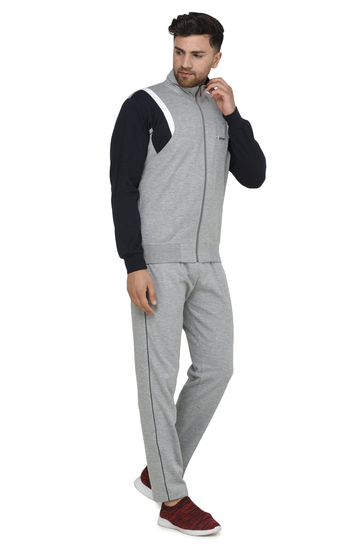 Shoulder Accent Zip-Up Sports Tracksuit Set - 8015