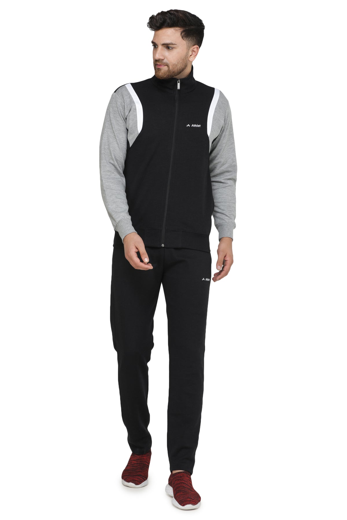 Shoulder Accent Zip-Up Sports Tracksuit Set - 8015