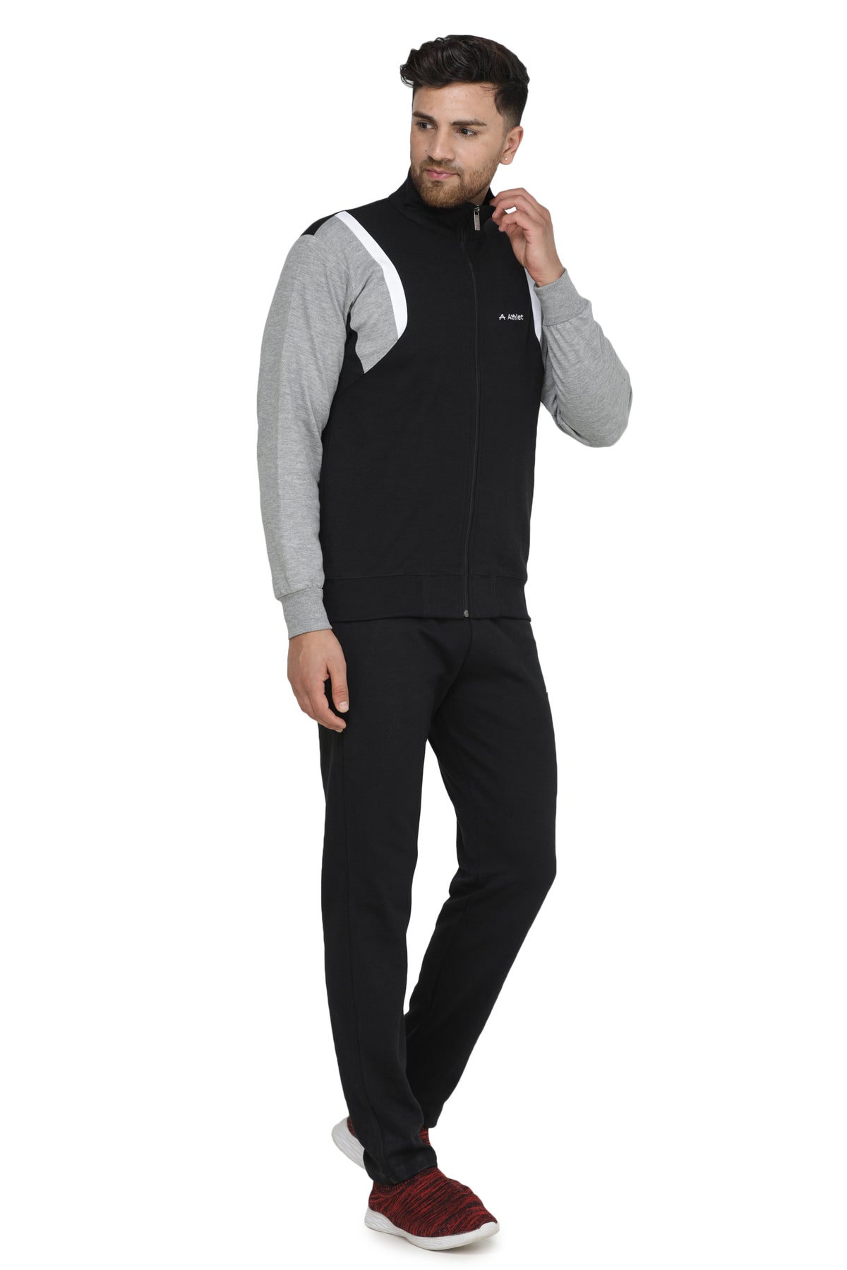 Shoulder Accent Zip-Up Sports Tracksuit Set - 8015