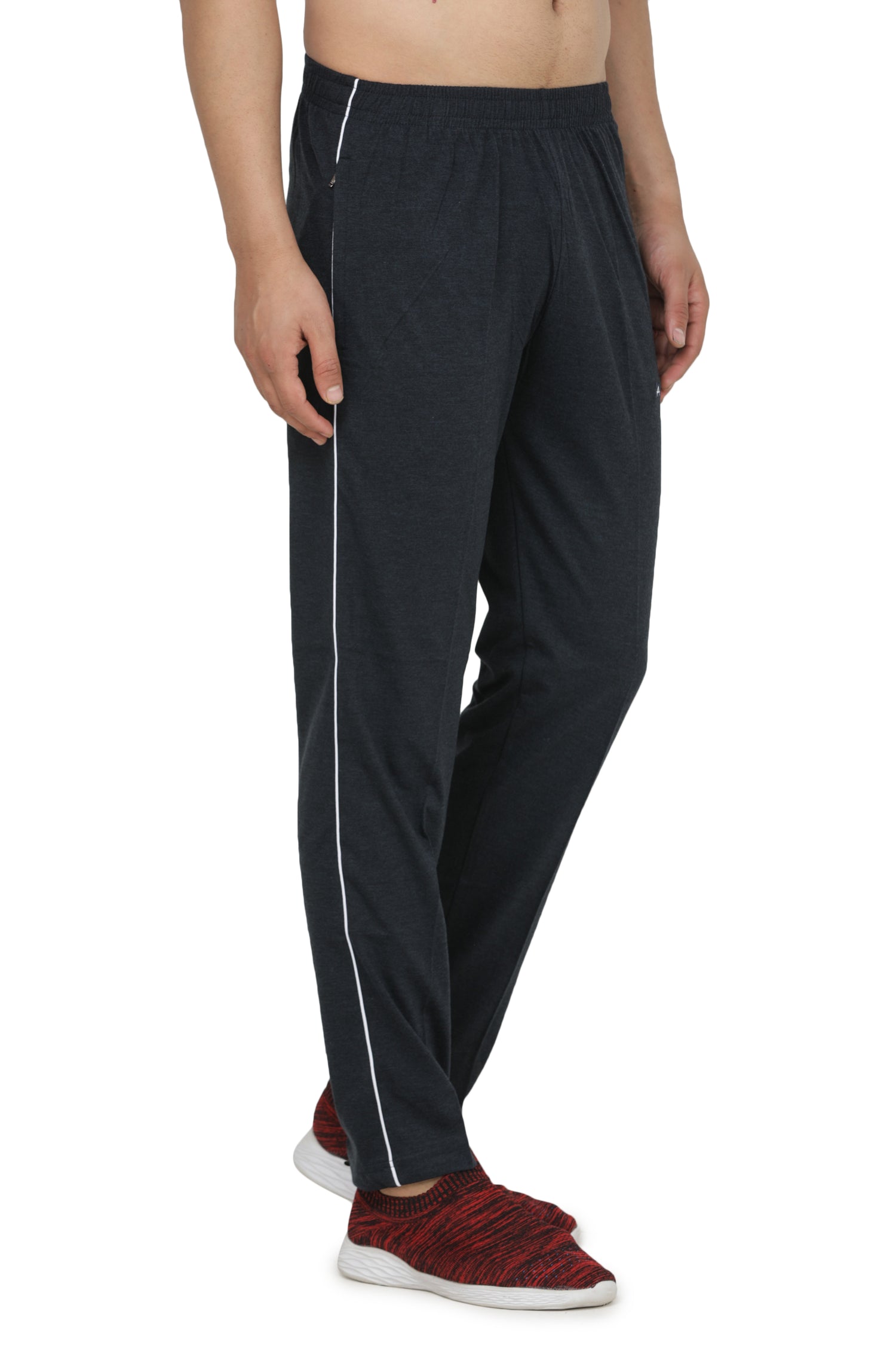 Men’s Cotton Hosiery Track Pants – Regular Fit with Zipper Pockets & Minimal Side Piping Design 610
