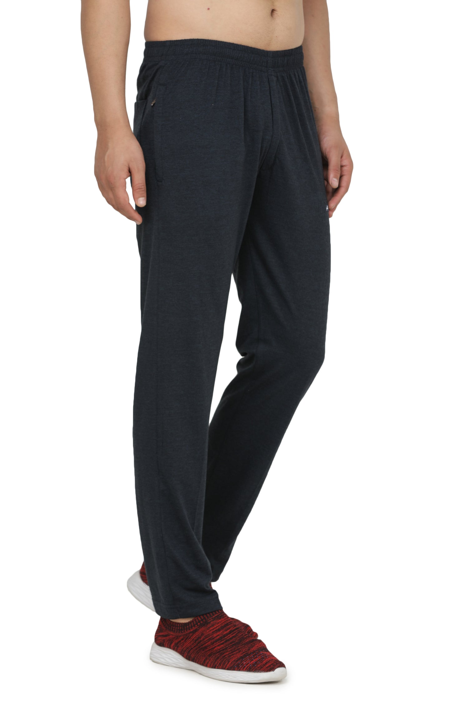 Cotton Track Pants with Front Zip & Back Pocket - 606