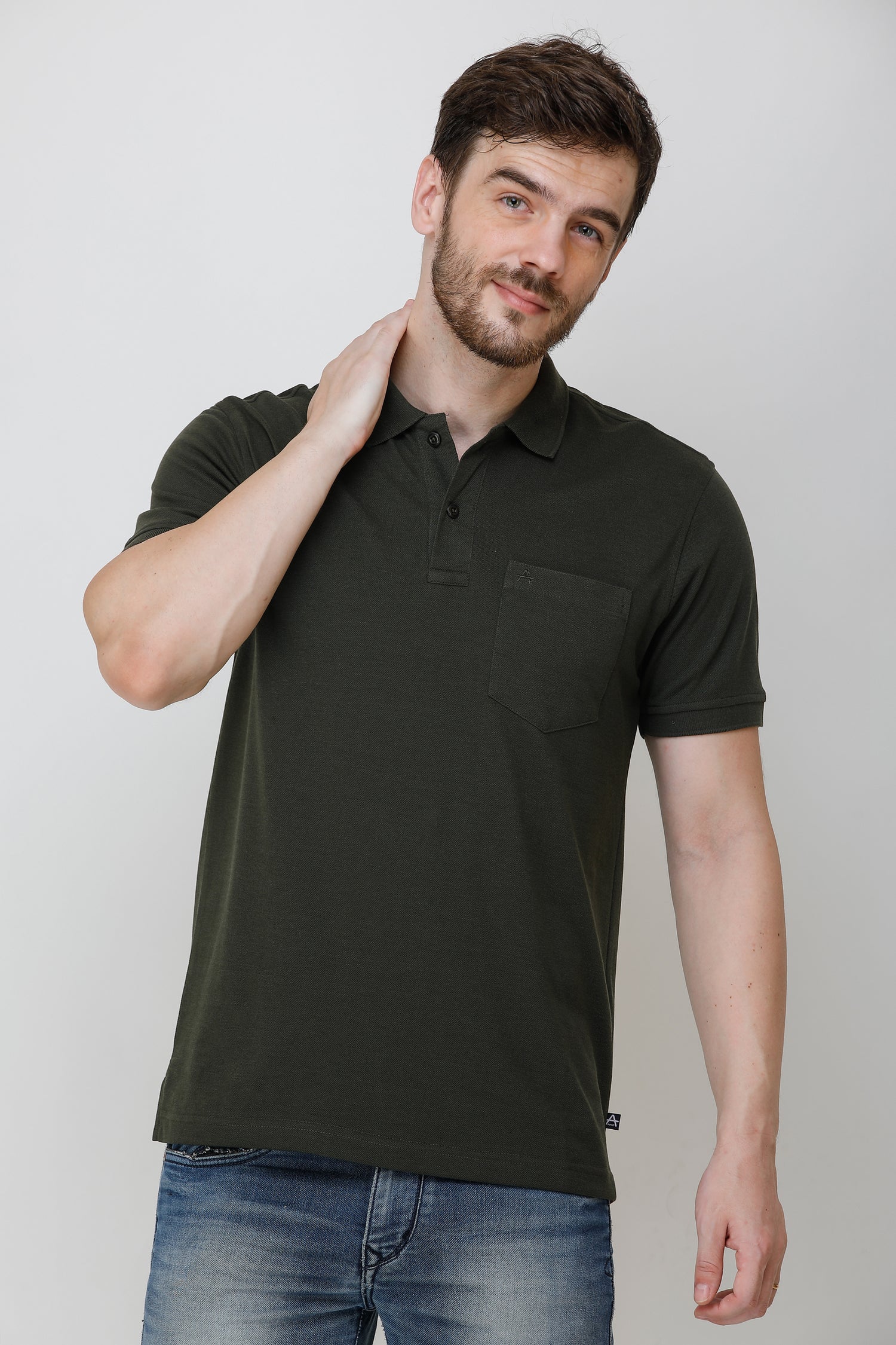 Casual Solid Matty Polo TShirt Chest Pocket - 1004 HS