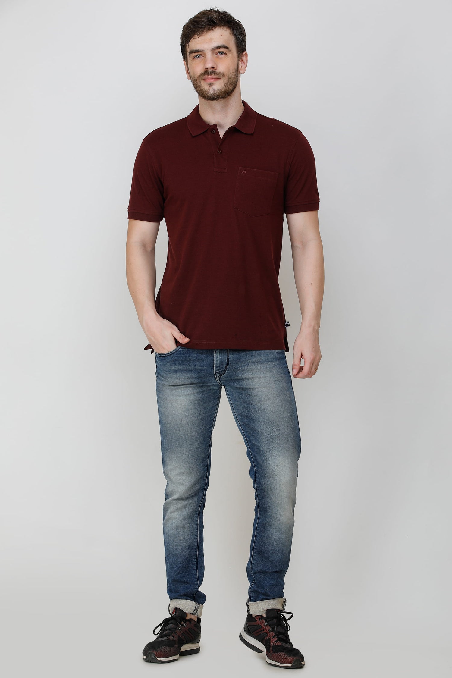 Casual Solid Matty Polo TShirt Chest Pocket - 1004 HS