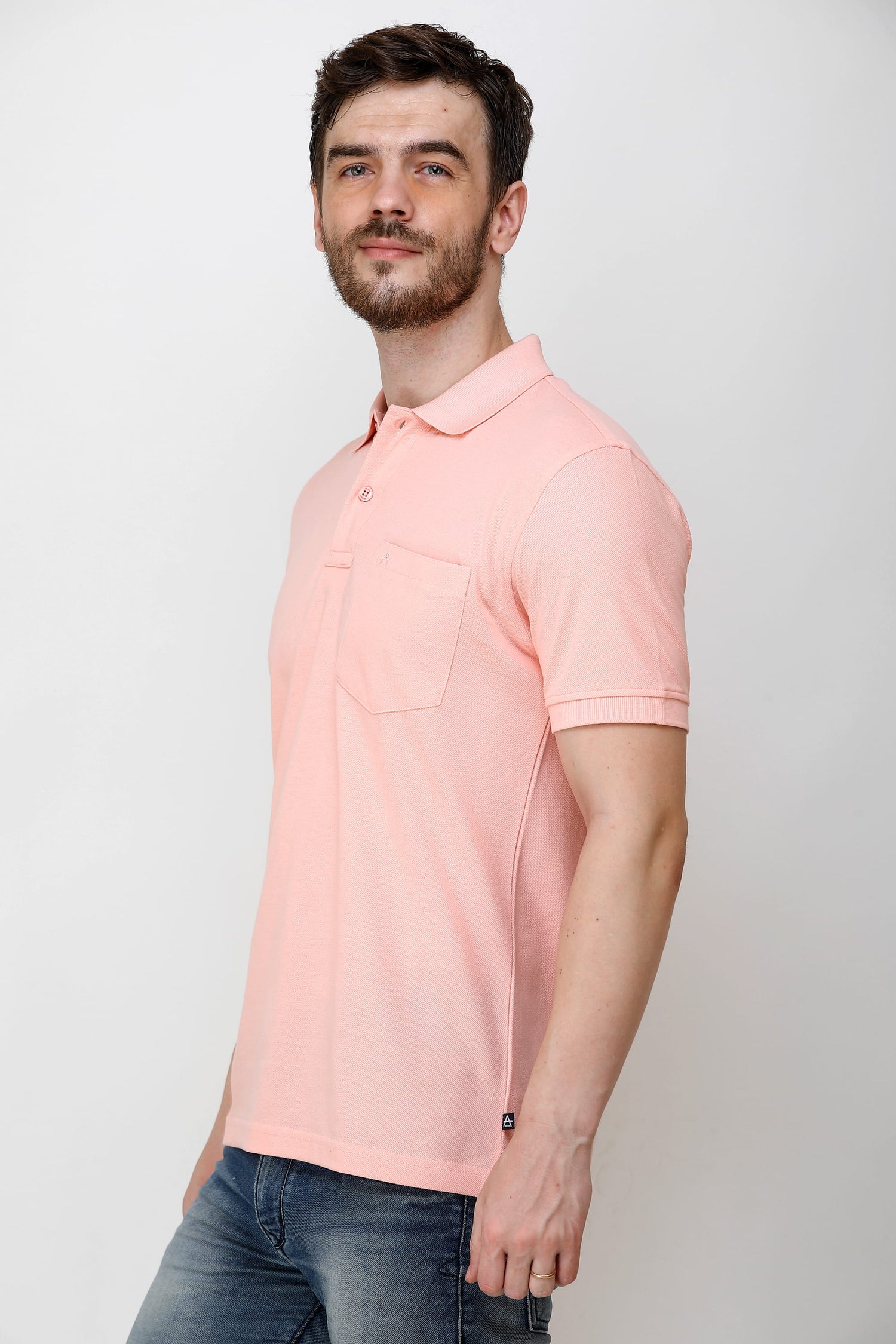 Casual Solid Matty Polo TShirt Chest Pocket - 1004 HS