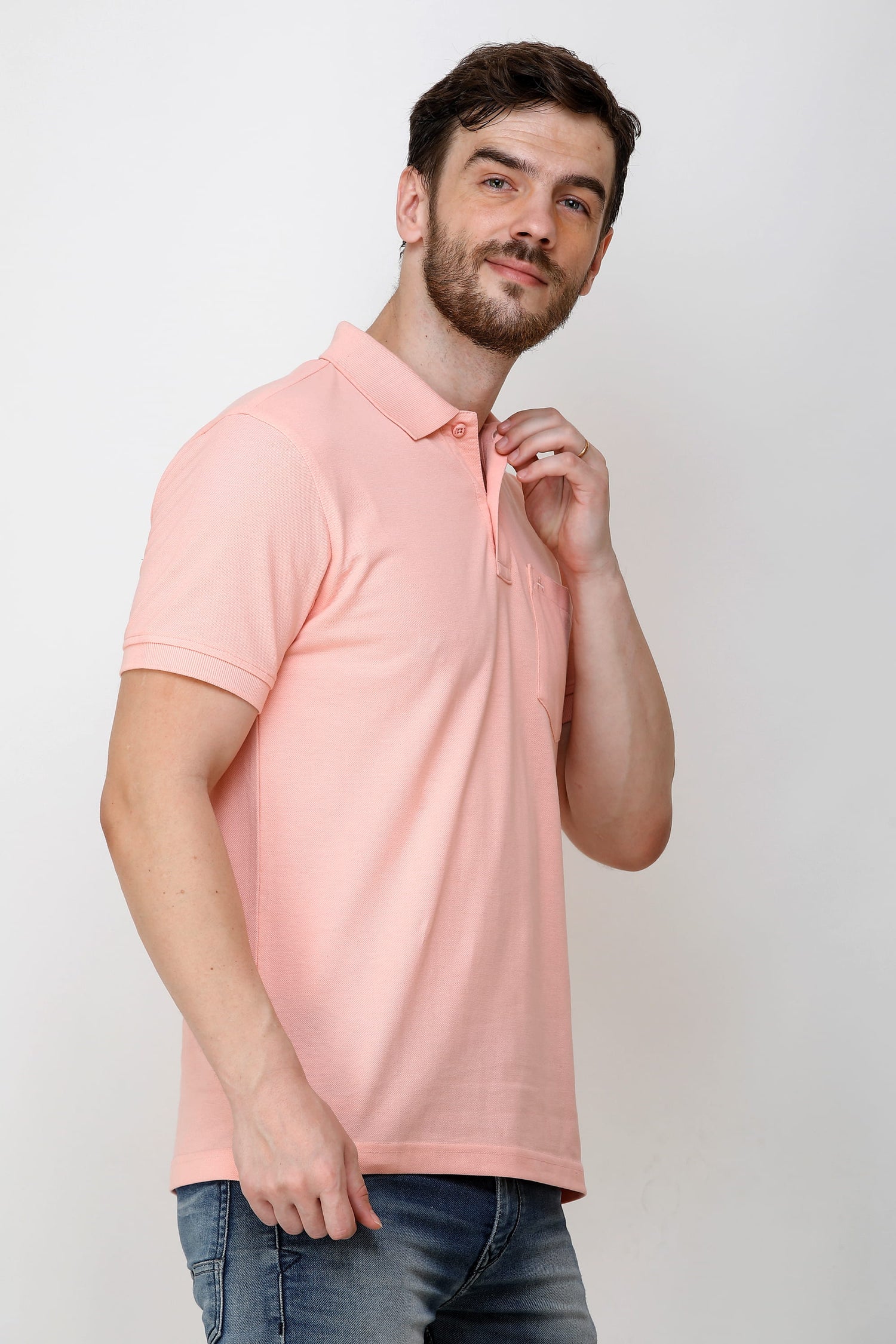 Casual Solid Matty Polo TShirt Chest Pocket - 1004 HS
