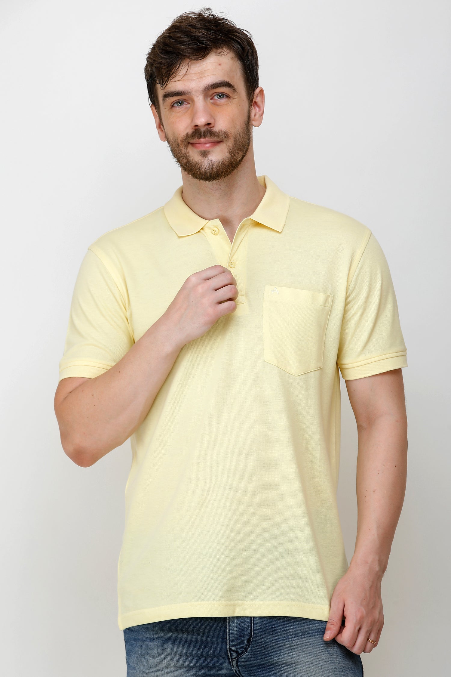 Casual Solid Matty Polo TShirt Chest Pocket - 1004 HS