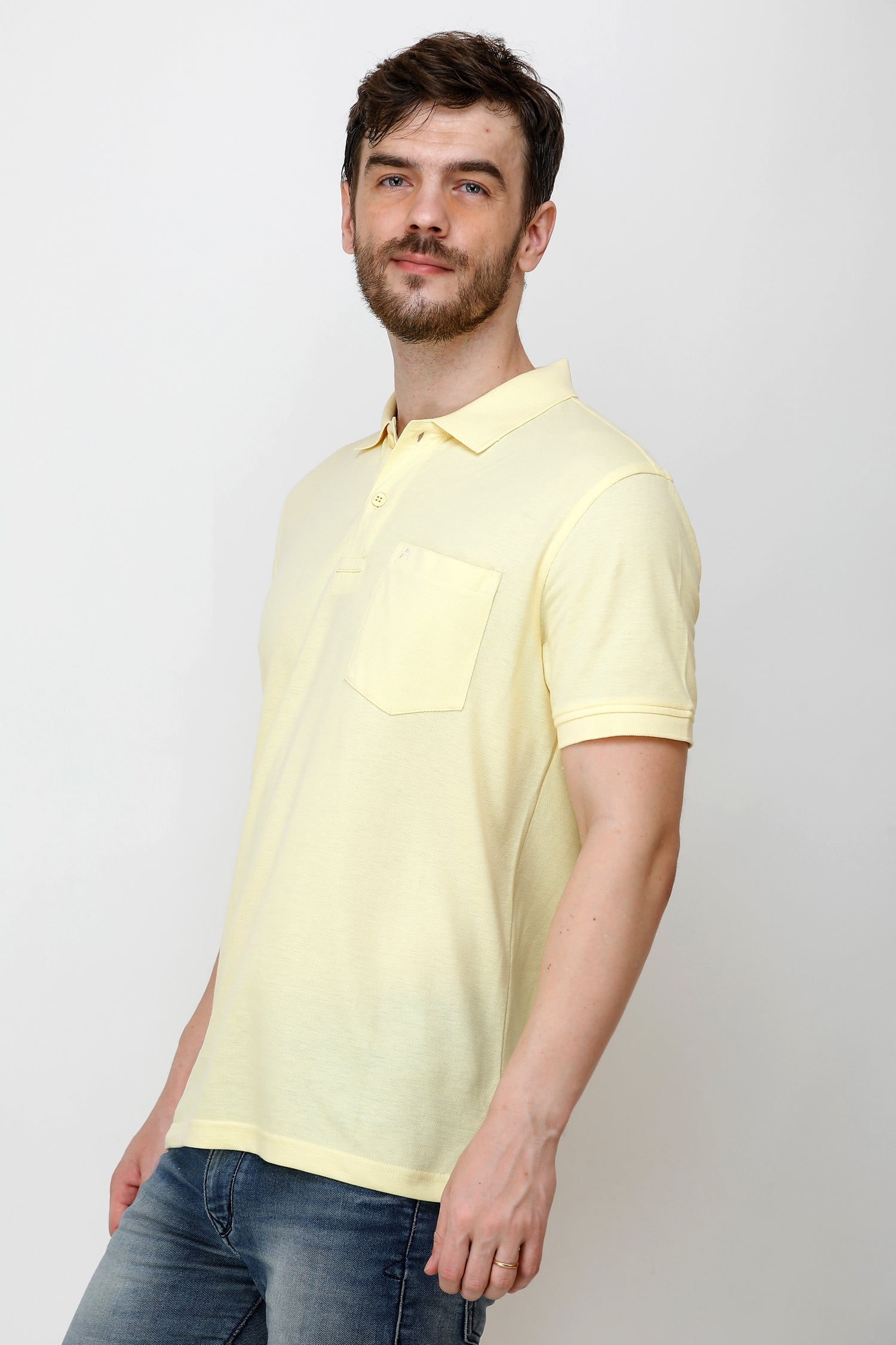 Casual Solid Matty Polo TShirt Chest Pocket - 1004 HS