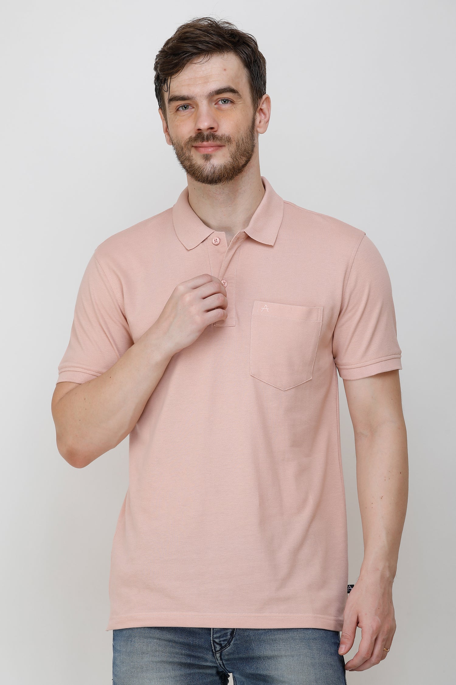 Casual Solid Matty Polo TShirt Chest Pocket - 1004 HS