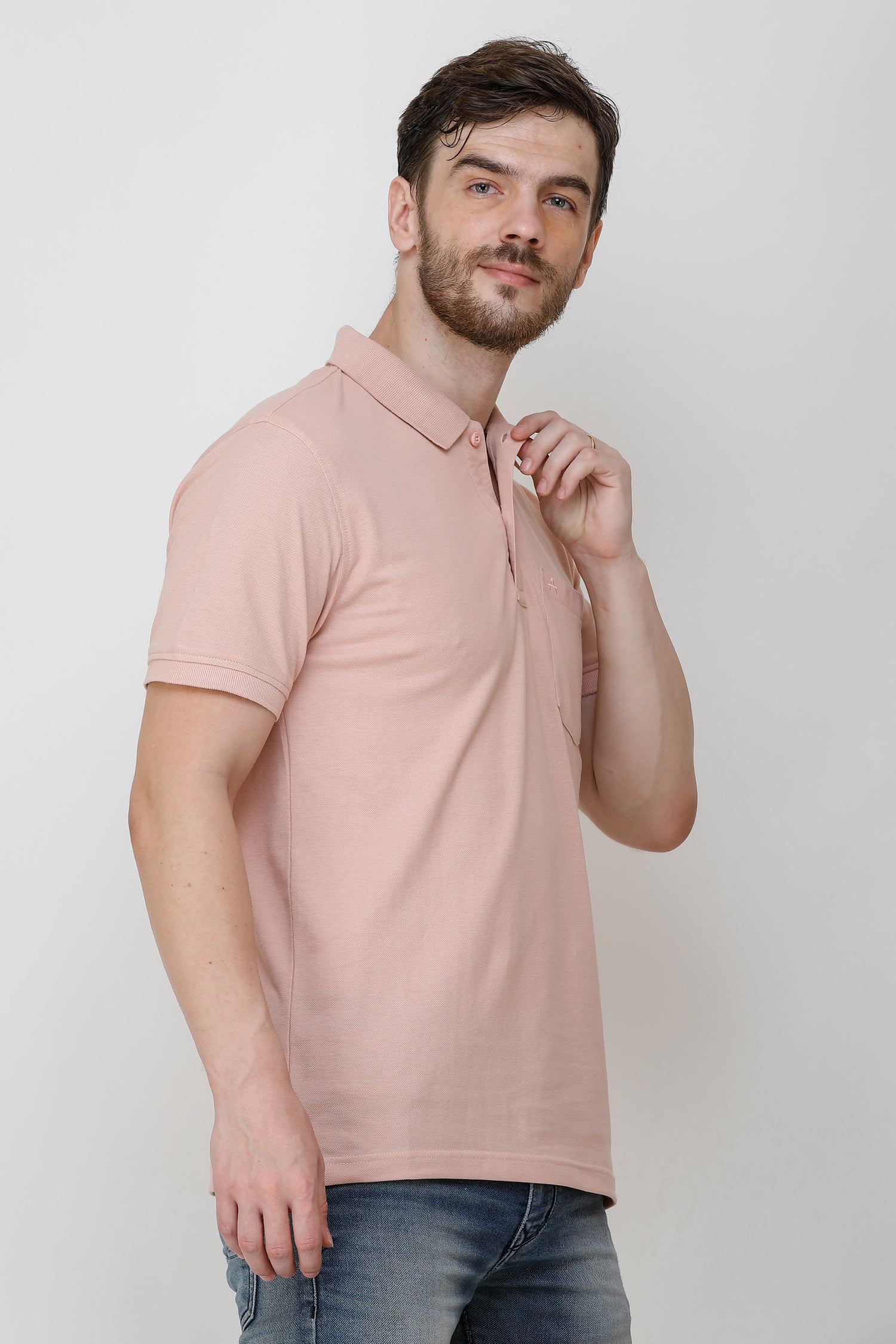 Casual Solid Matty Polo TShirt Chest Pocket - 1004 HS