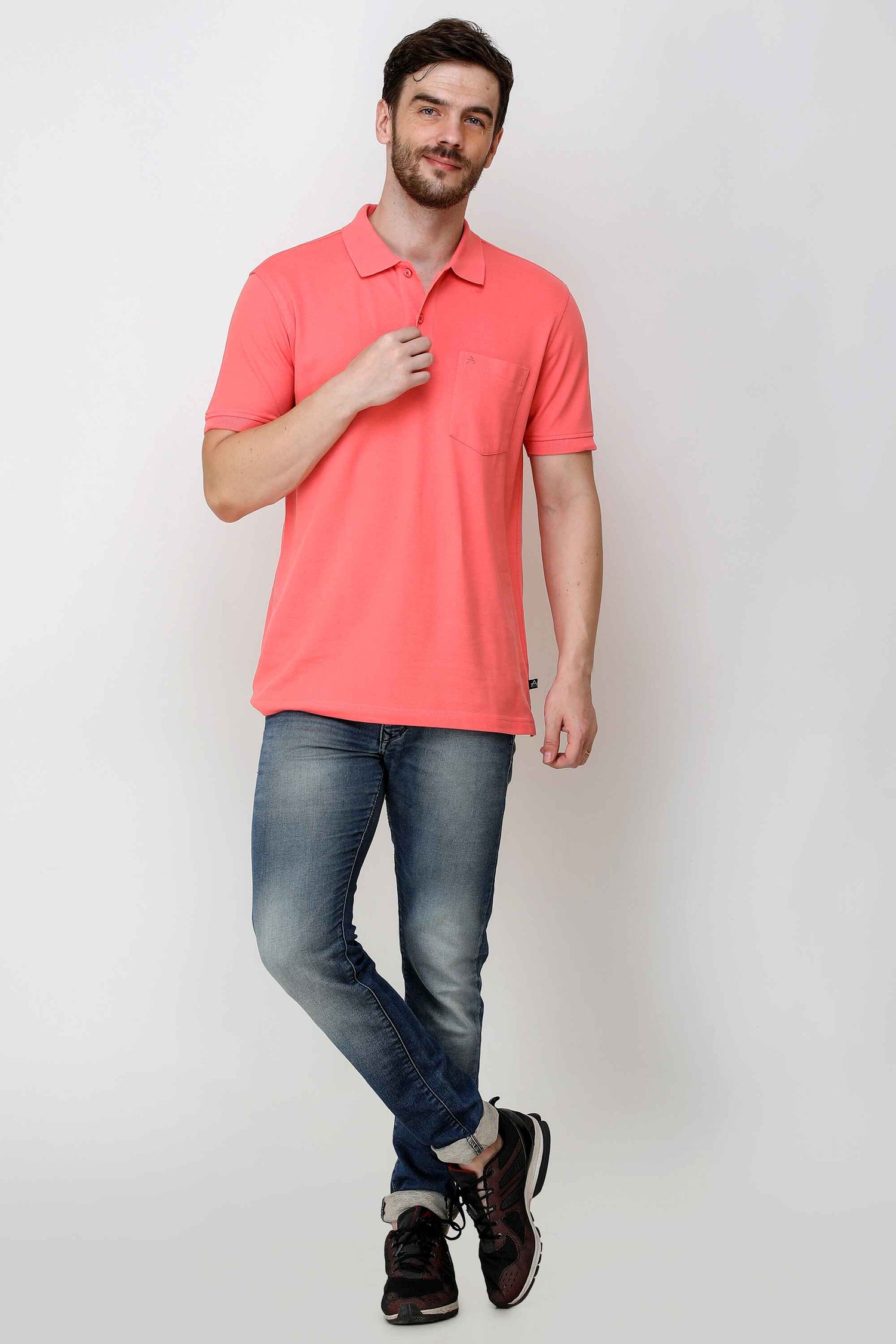 Casual Solid Matty Polo TShirt Chest Pocket - 1004 HS