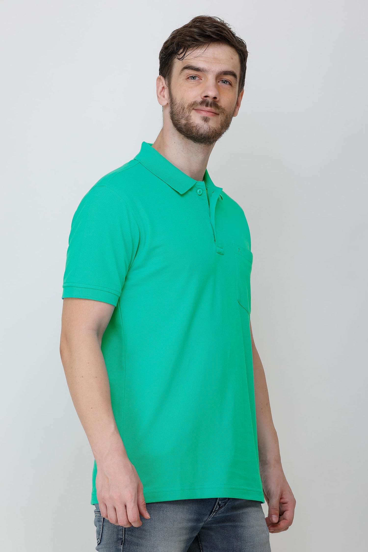 Casual Solid Matty Polo TShirt Chest Pocket - 1004 HS