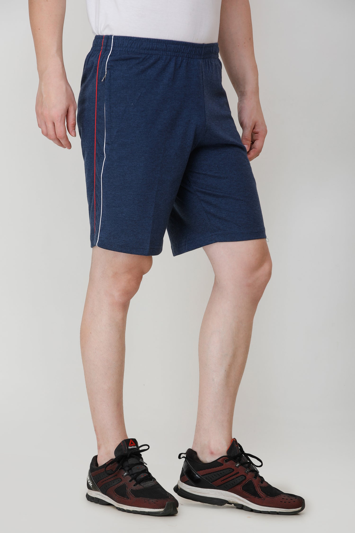 ATHLET Double Side Piping Bermuda for Men – Cotton Hosiery Regular Fit Shorts with Zipper Pockets