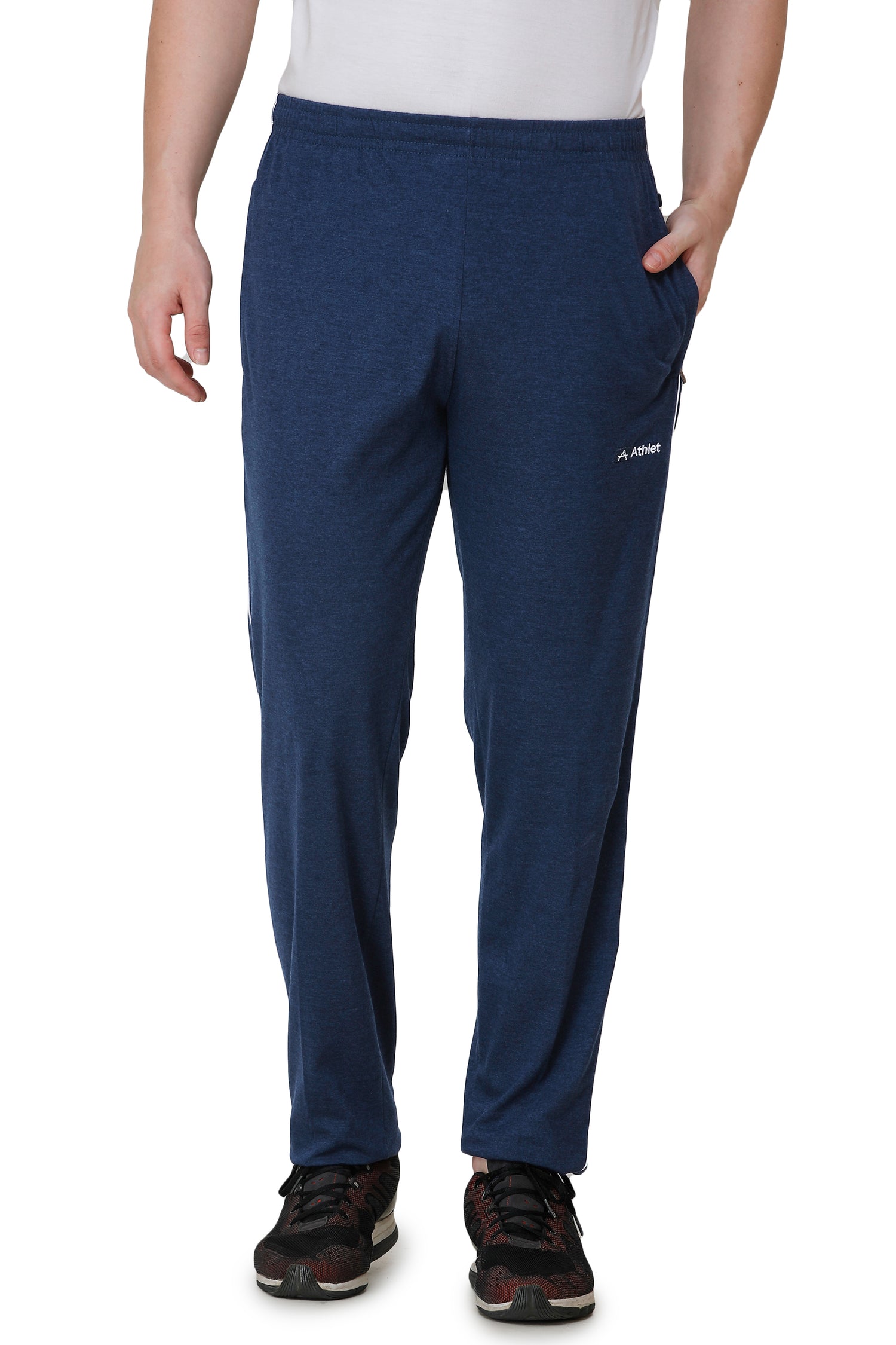 Men’s Cotton Hosiery Track Pants – Regular Fit with Zipper Pockets & Minimal Side Piping Design 610