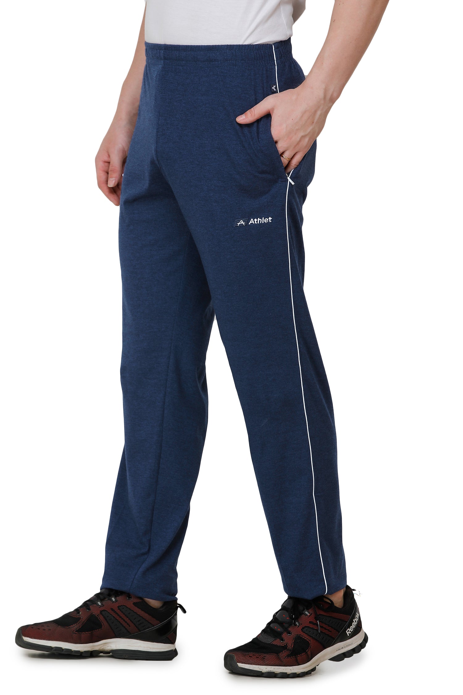 Men’s Cotton Hosiery Track Pants – Regular Fit with Zipper Pockets & Minimal Side Piping Design 610