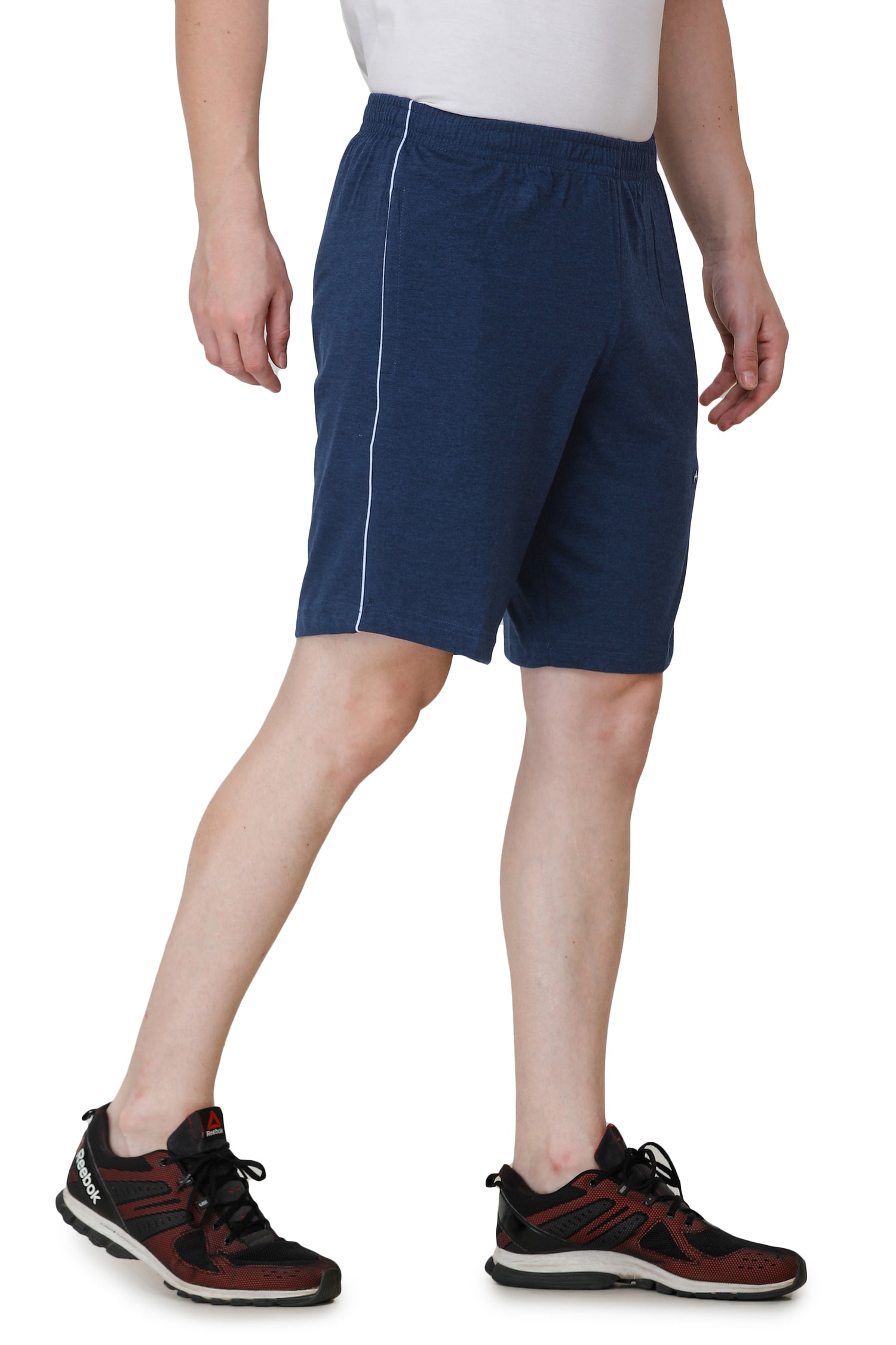 Bermuda Shorts for Men with side piping – Regular Fit Cotton Hosiery with Zipper Pockets, Plus Size 110