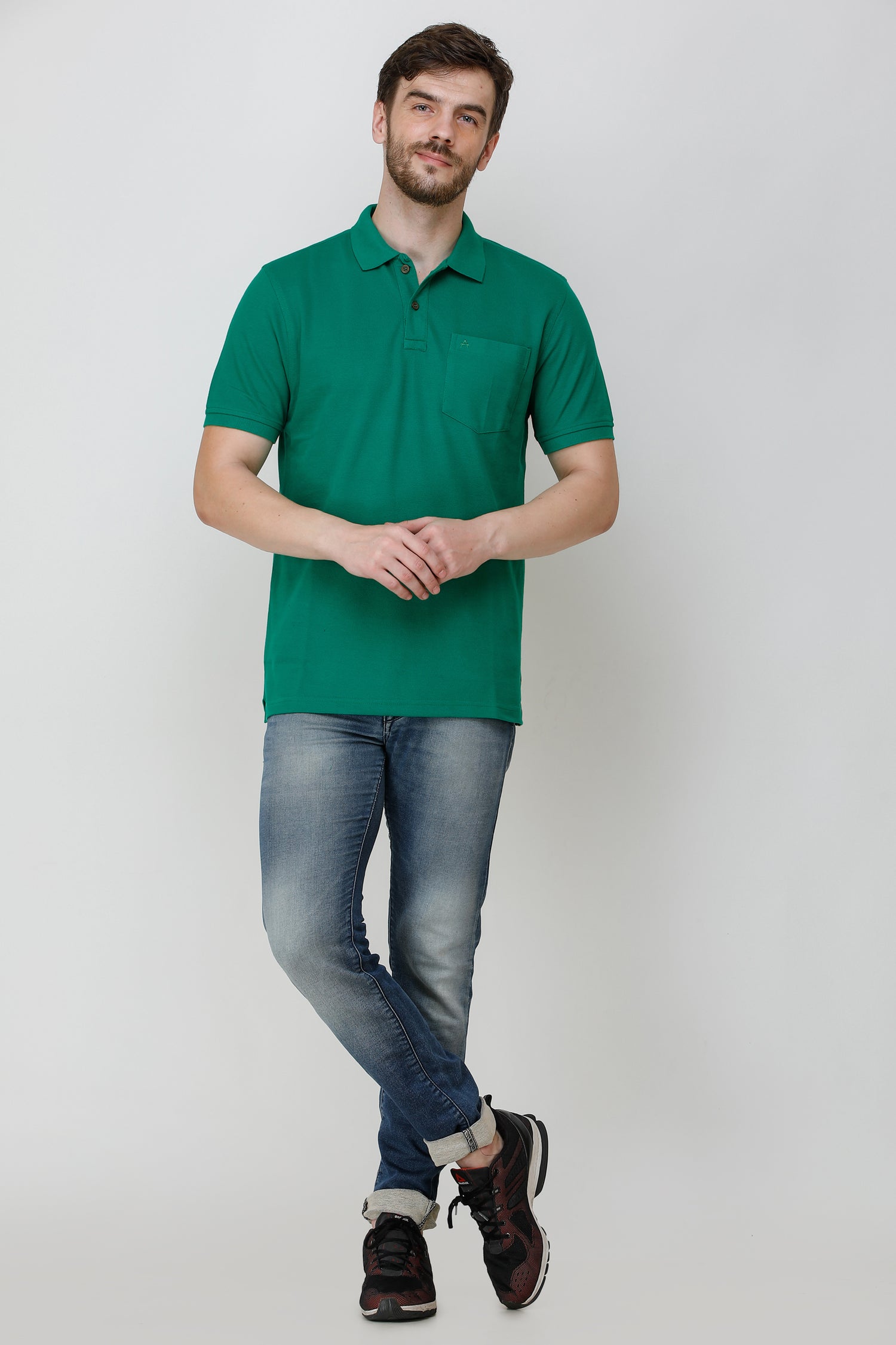Casual Solid Matty Polo TShirt Chest Pocket - 1004 HS